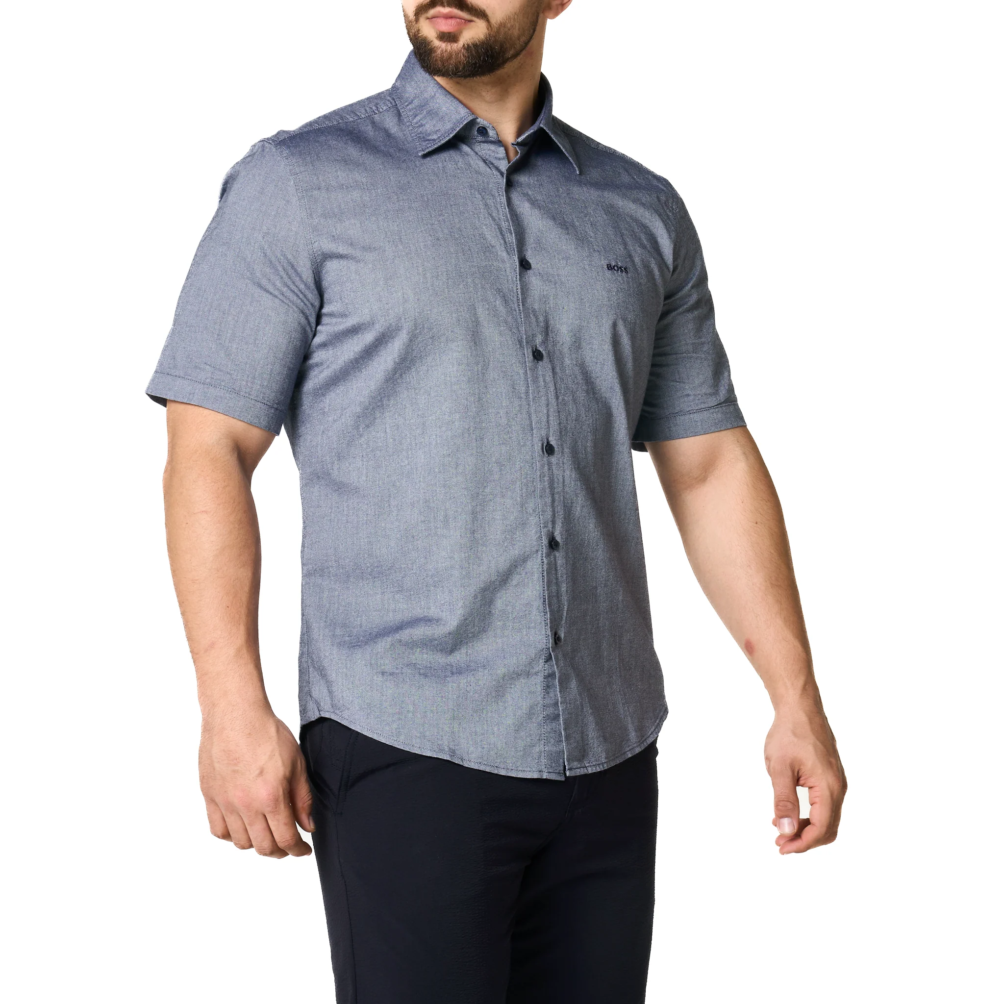 Mens BOSS Navy Rash_2_M S/s Shirt - Image 6