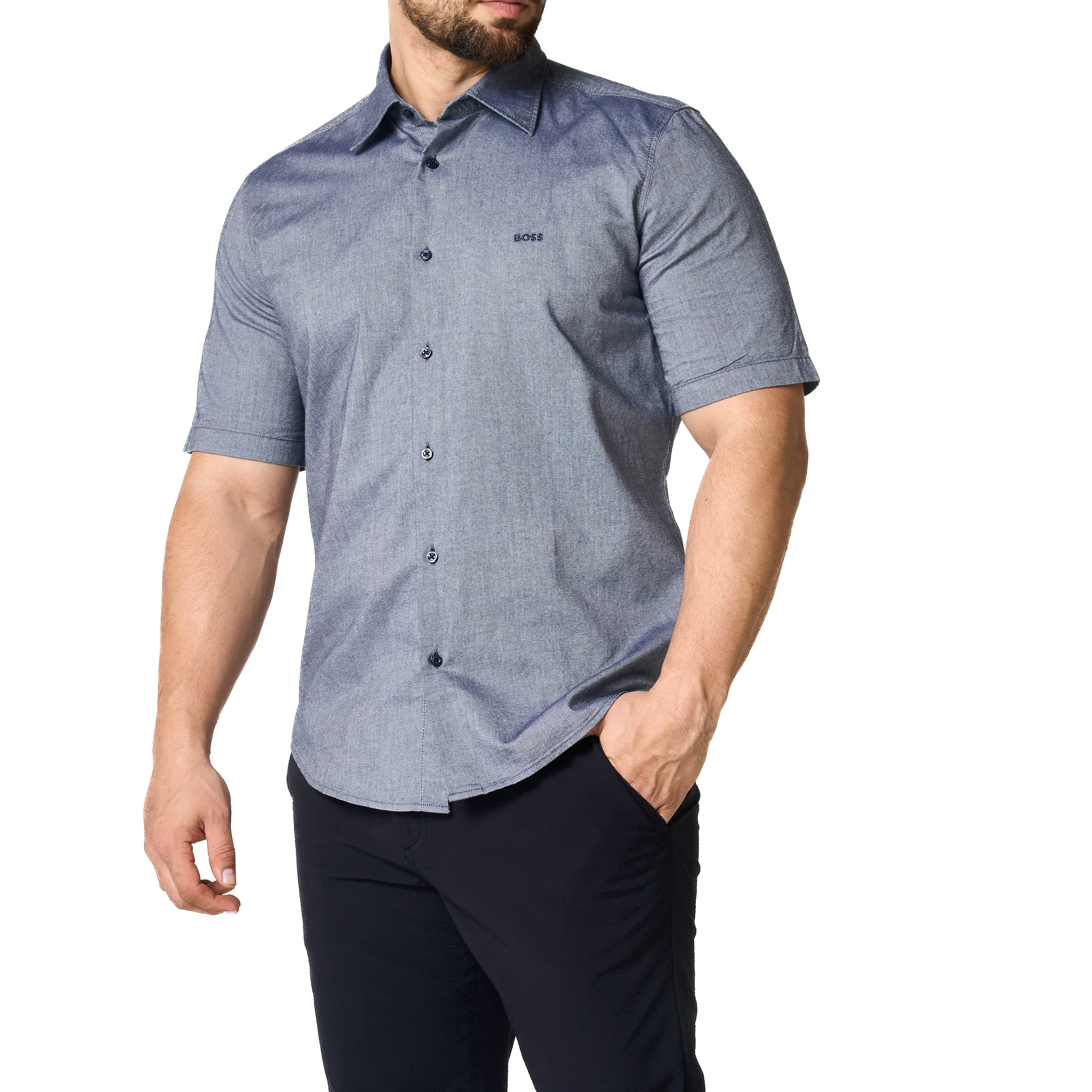 Mens BOSS Navy Rash_2_M S/s Shirt - Image 7