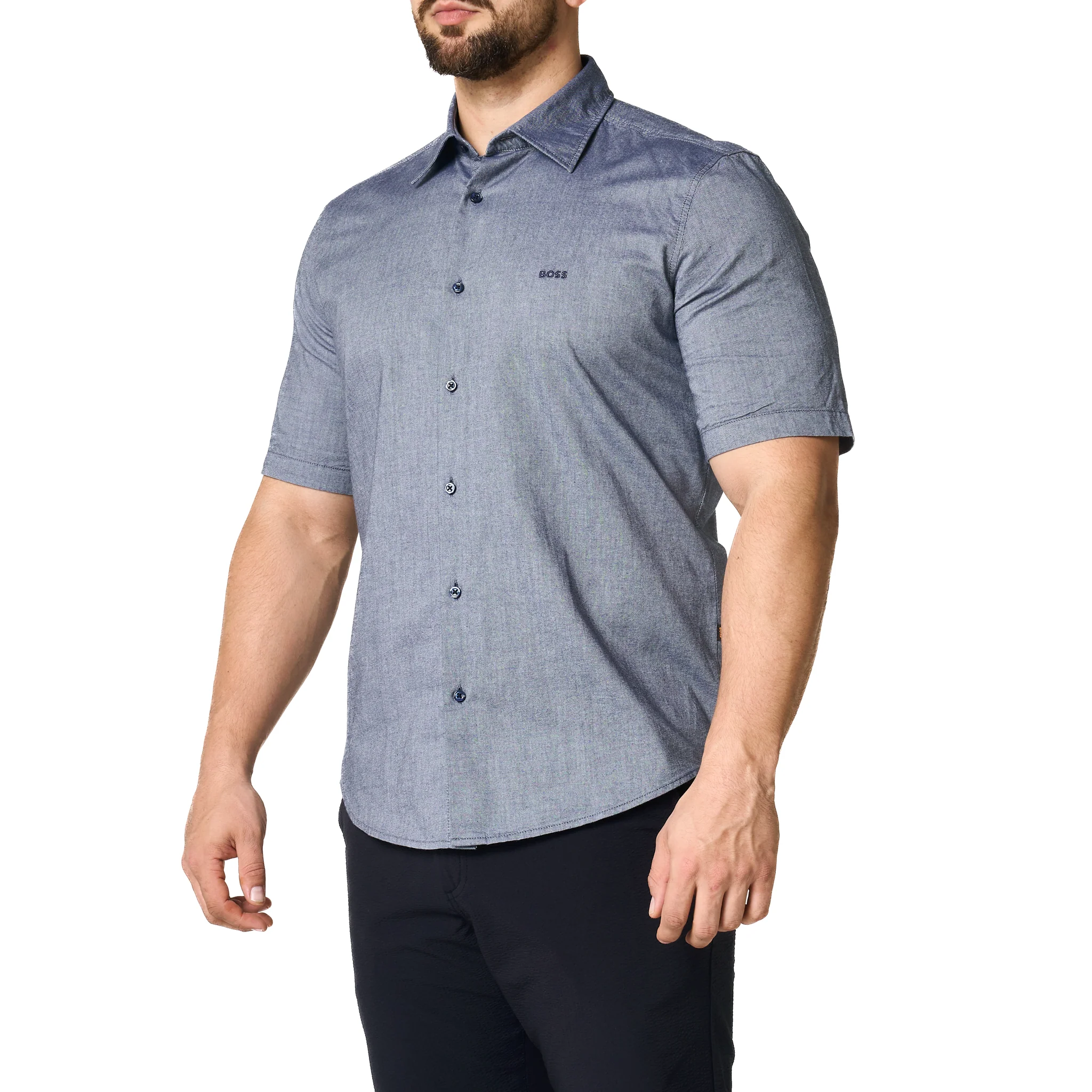 Mens BOSS Navy Rash_2_M S/s Shirt - Image 8