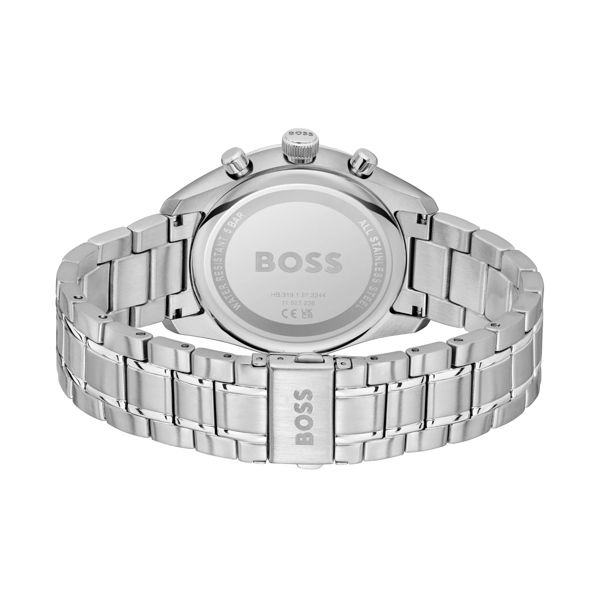 Mens BOSS Silver/Black Grand Prix 4.4 Bracelet Watch - Image 5
