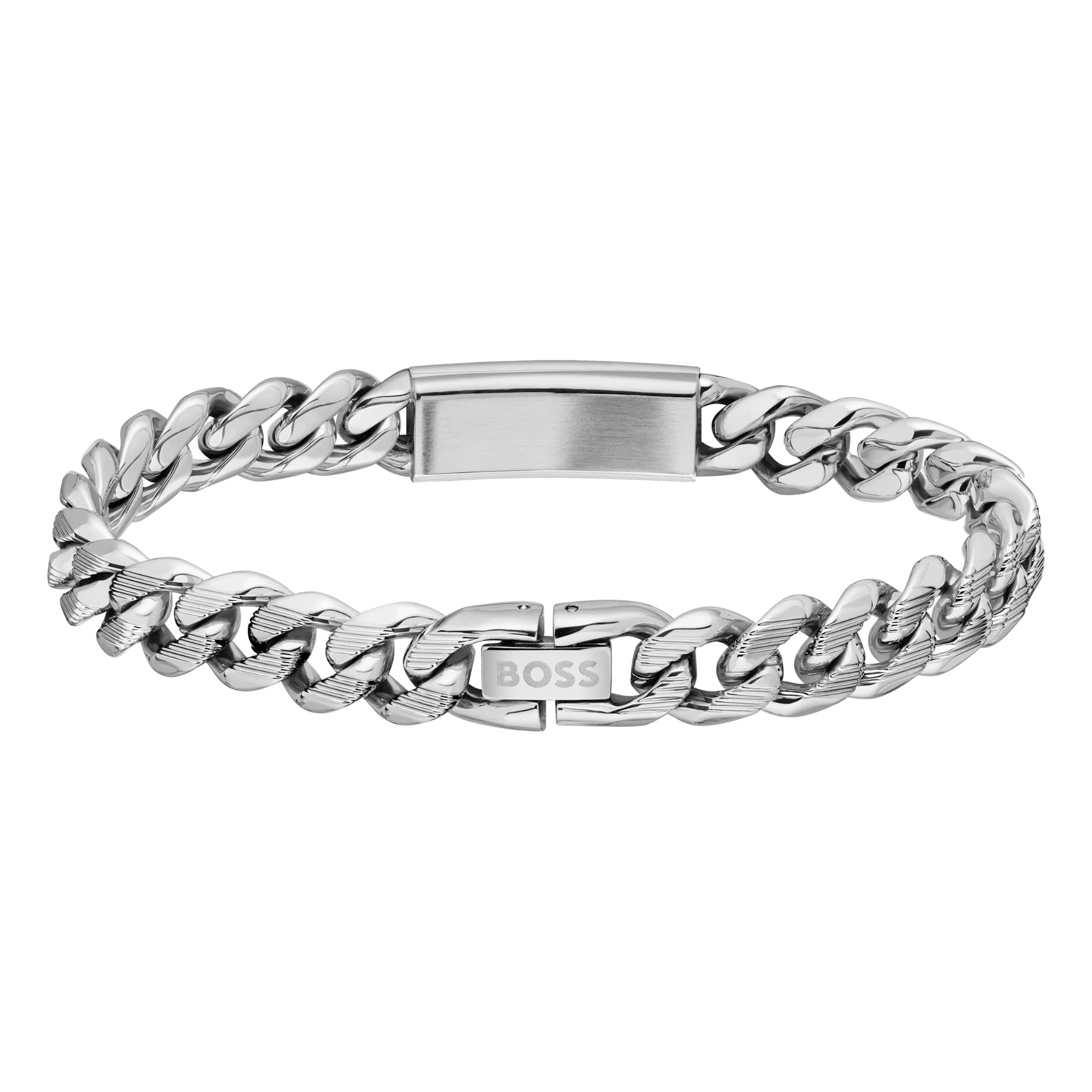 Mens BOSS Silver/Black Kassy Emblem Bracelet - Image 2