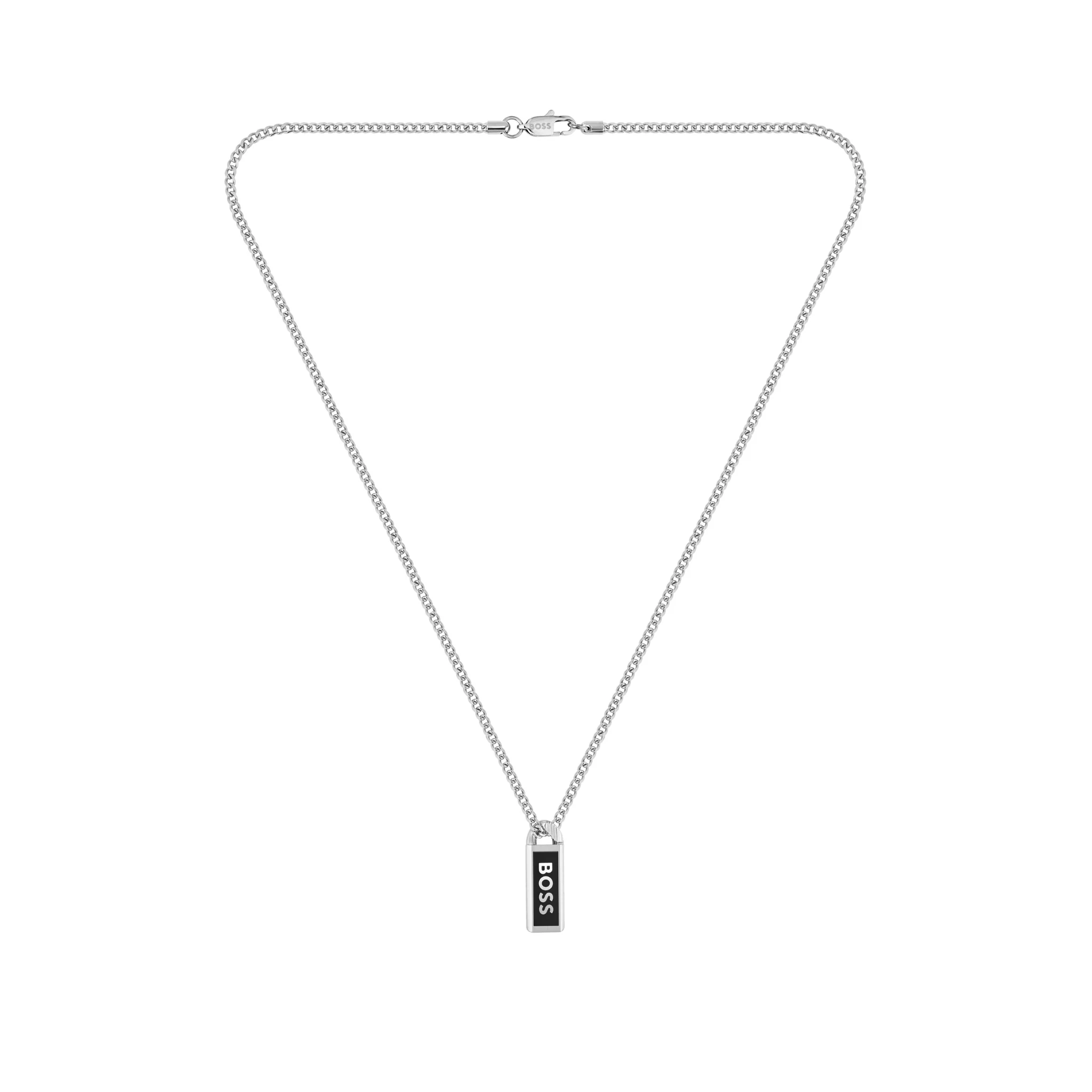 Mens BOSS Silver/Black Kassy Emblem Enamel Pendant - Image 2