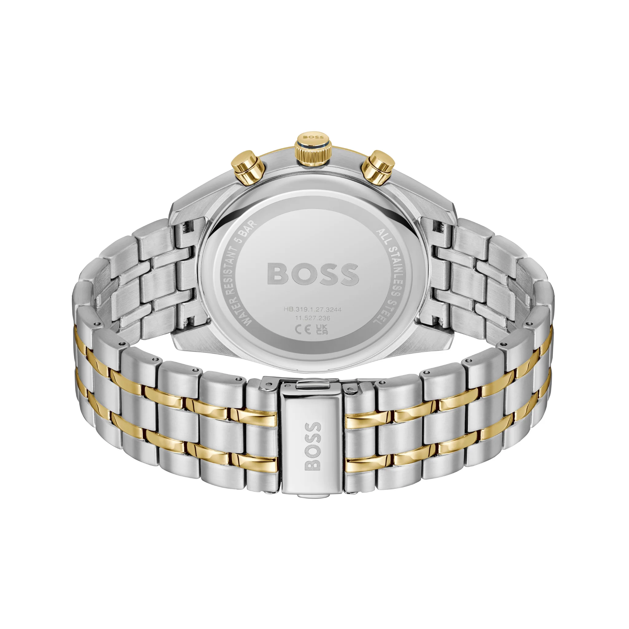 Mens BOSS Silver/Gold/Blue Skytraveller Bracelet Watch - Image 5