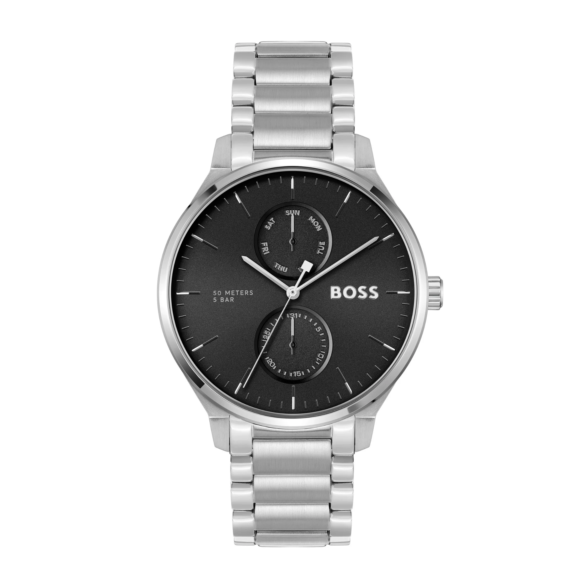 Mens BOSS Stainless Steel/Black Tyler Watch & Cardholder Gift Set - Image 2