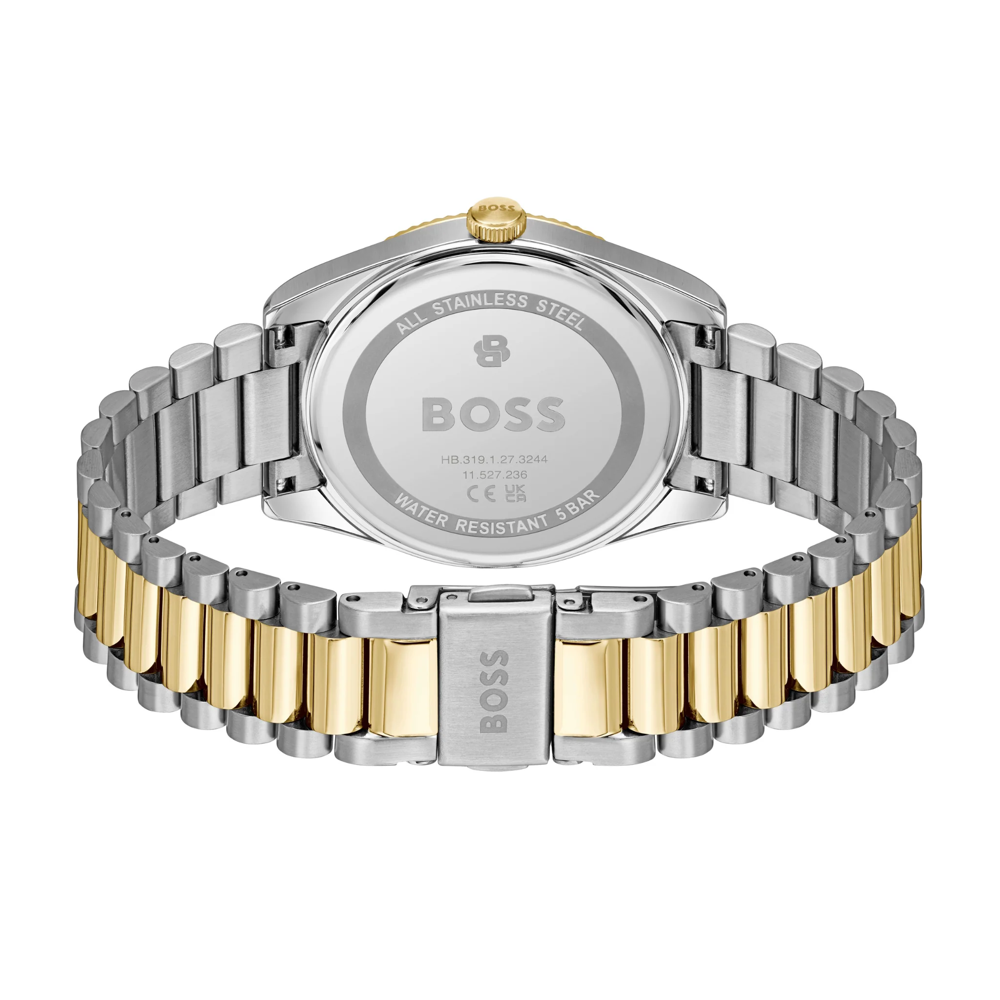 Mens BOSS Stainless Steel/Light Gold/Blue Cheswick Bracelet Watch - Image 3