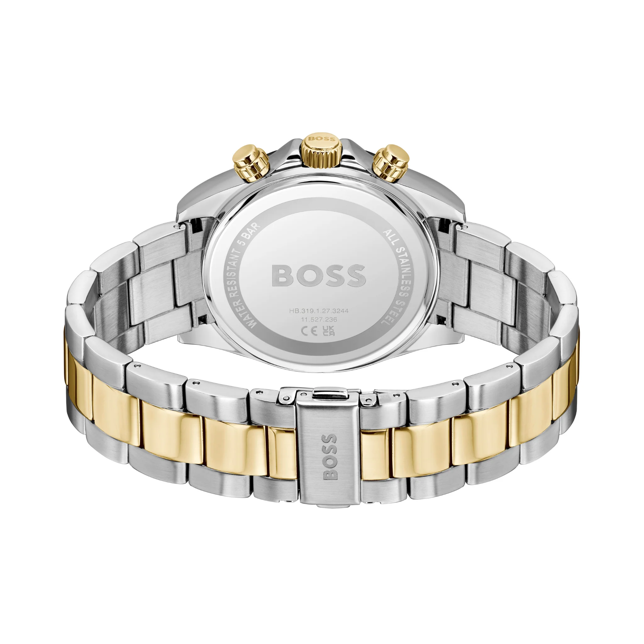 Mens BOSS Stainless Steel/Light Gold/Black Dial Hero 2.0 Bracelet Watch - Image 4