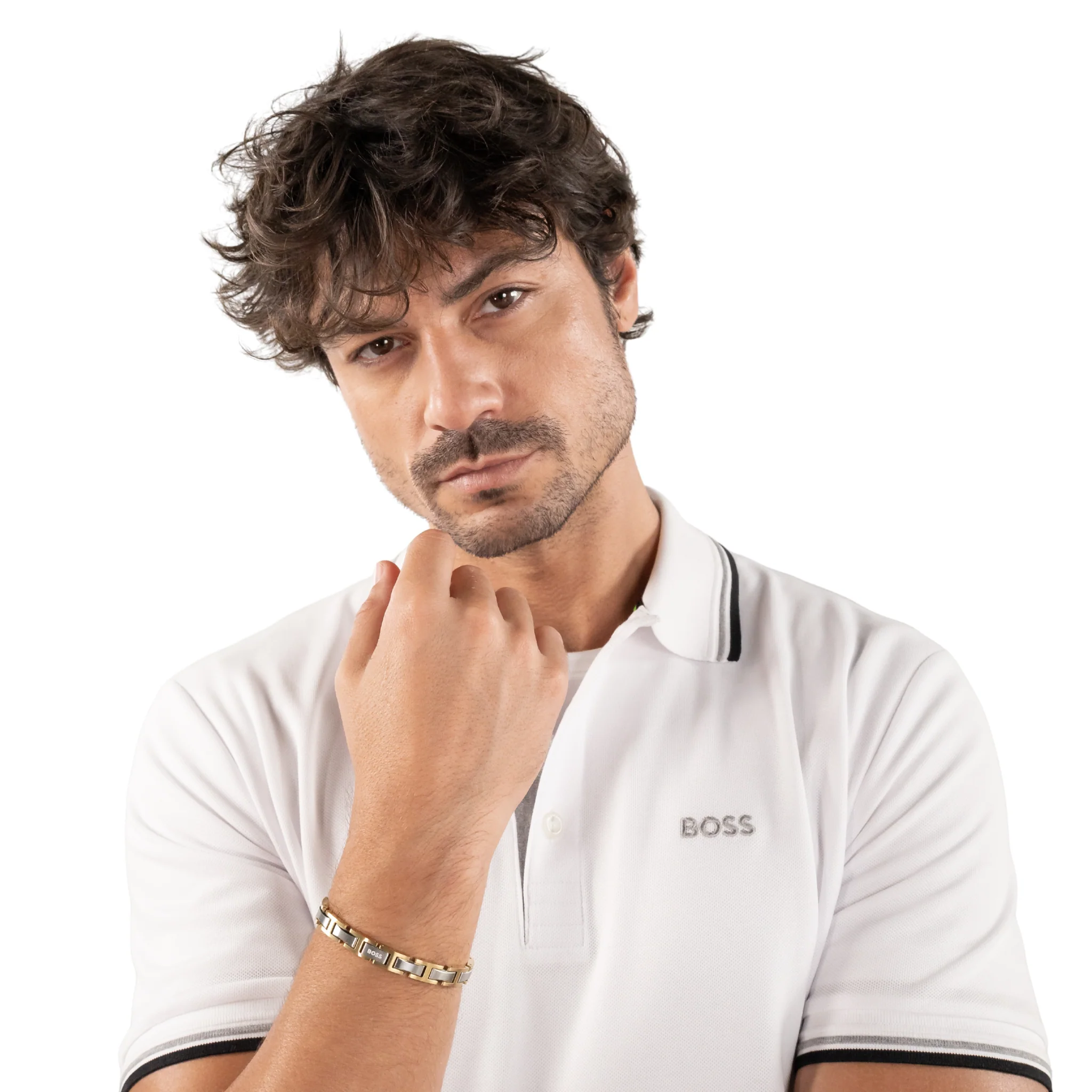 Mens BOSS Stainless Steel/Light Gold Nolan Bracelet - Image 5
