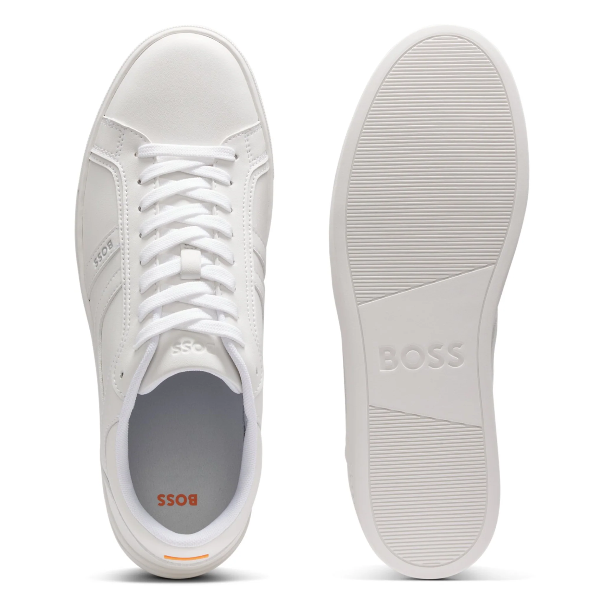 Mens BOSS White Rhys_Tenn_pu Trainers - Image 2