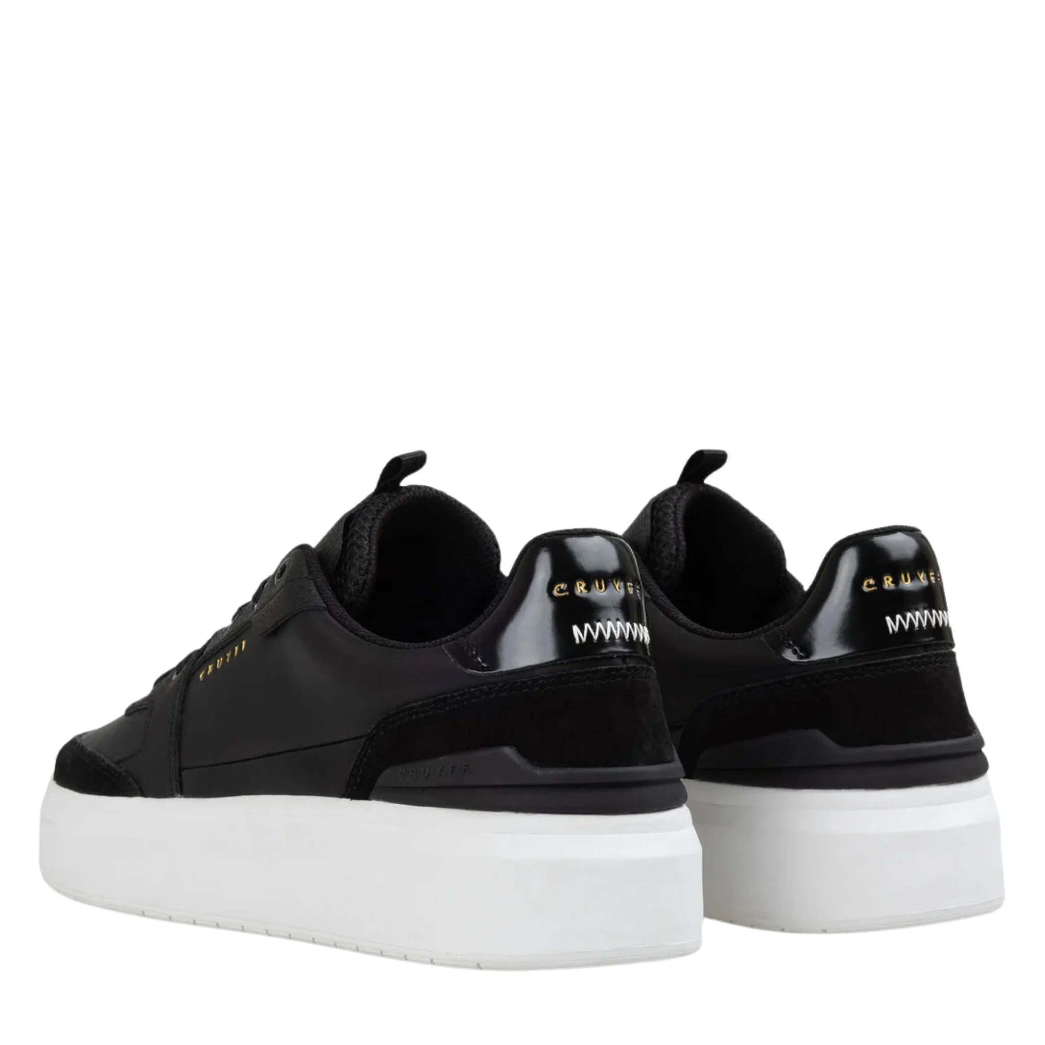 Mens Cruyff Black/White Endorsed Tennis Leather/Suede Trainers - Image 3