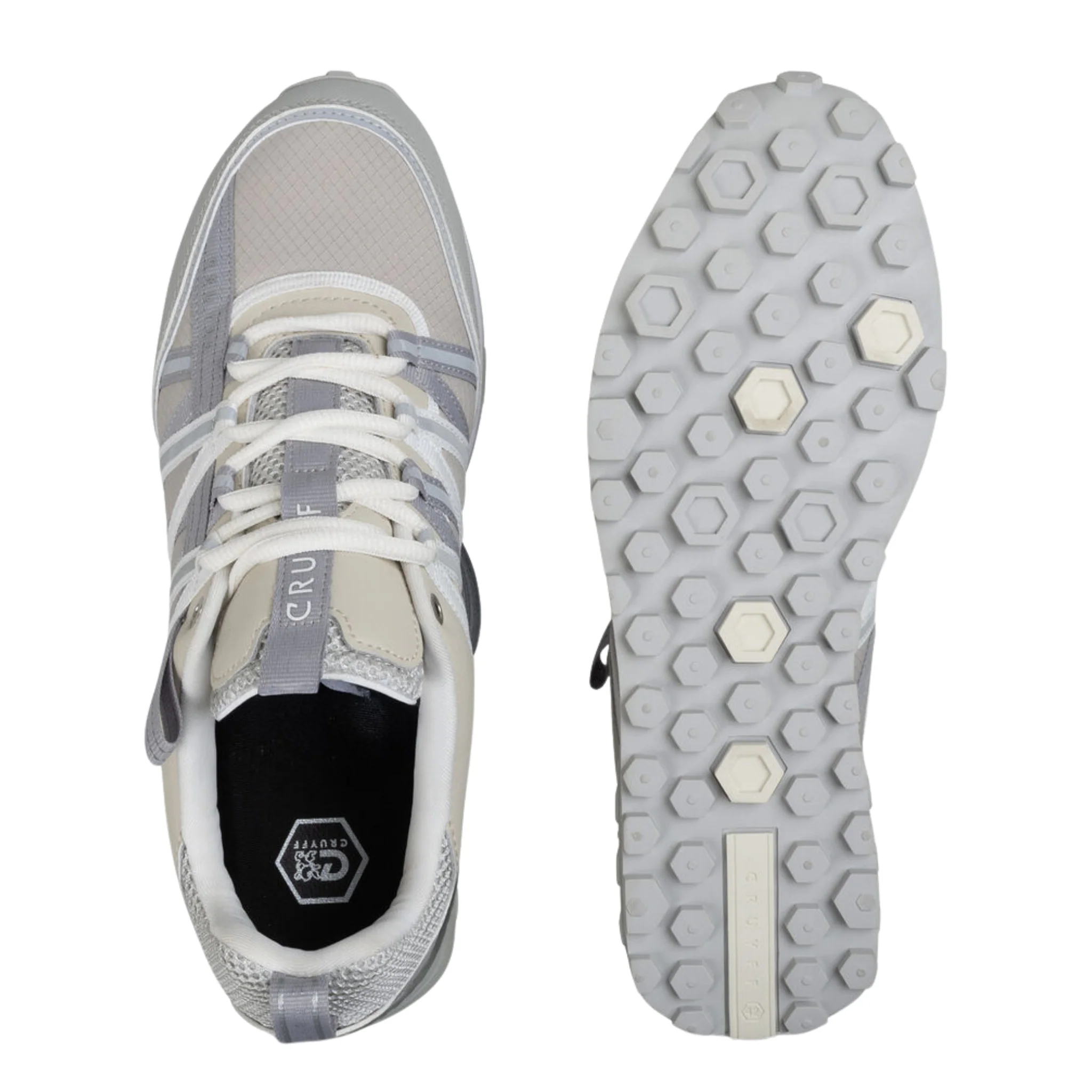 Mens Cruyff Cream/Silver Fearia Hex Tech Trainers - Image 4