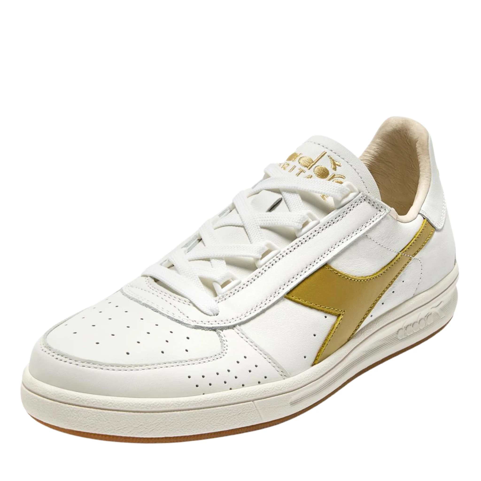 Mens Diadora White/Gold B.Elite '84 Italia Trainers - Image 3