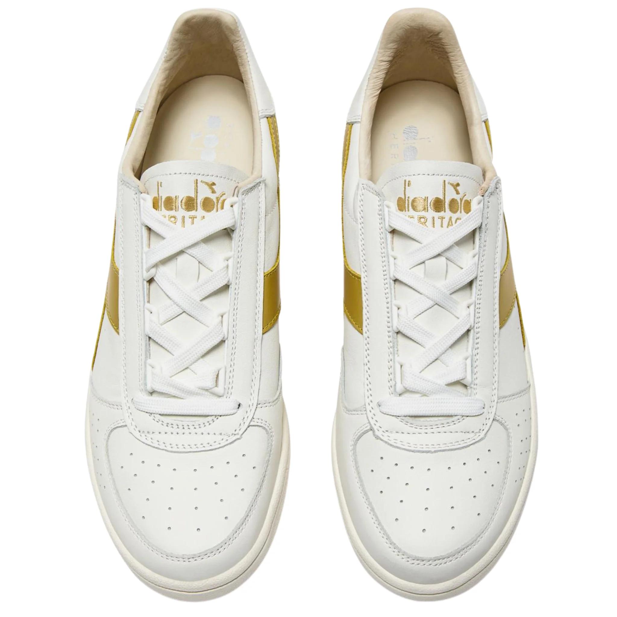 Mens Diadora White/Gold B.Elite '84 Italia Trainers - Image 5