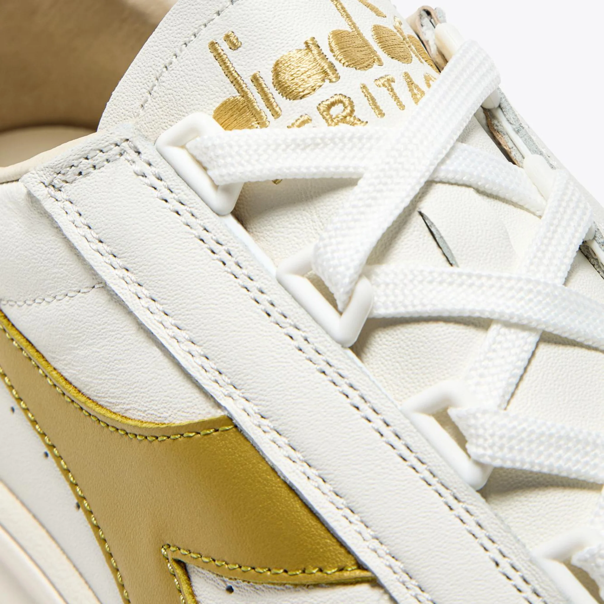 Mens Diadora White/Gold B.Elite '84 Italia Trainers - Image 6