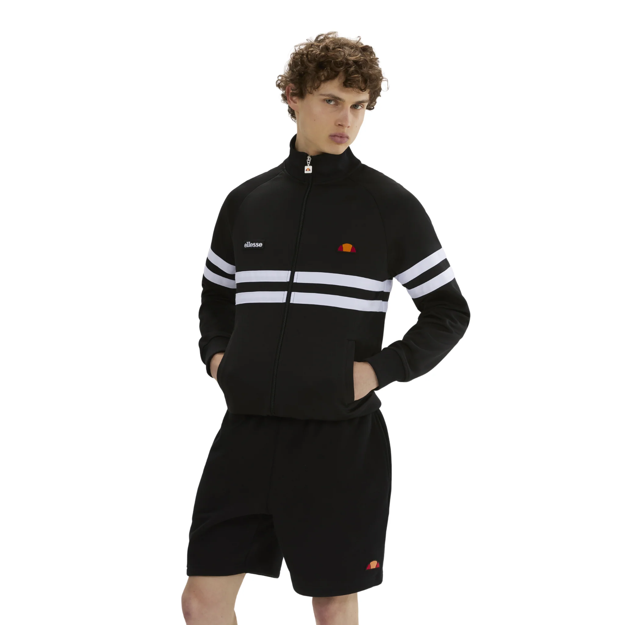 Mens Ellesse Black/White Rimini Track Jacket - Image 4