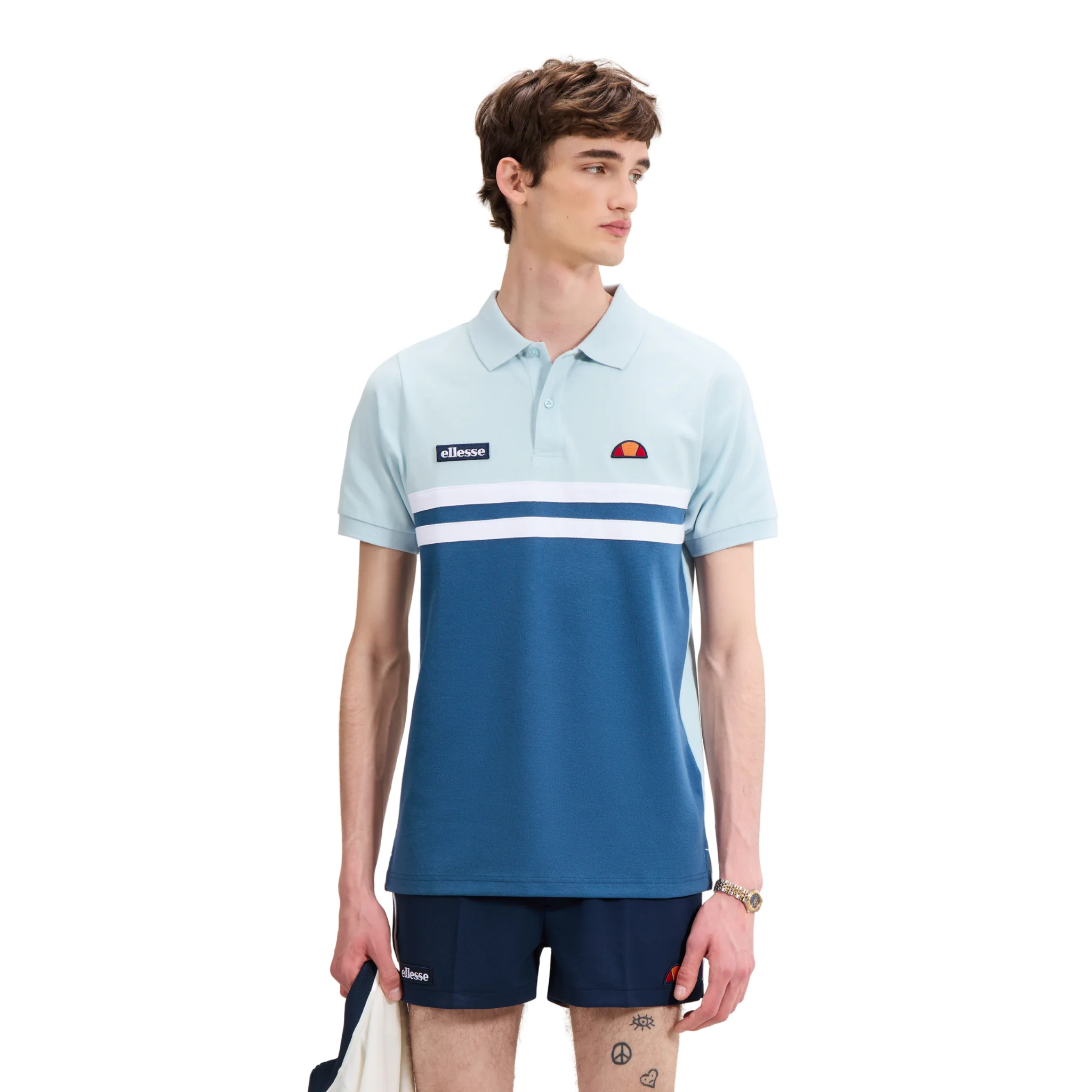 Mens Ellesse Blue/Light Blue Muccia S/s Polo Shirt - Image 3