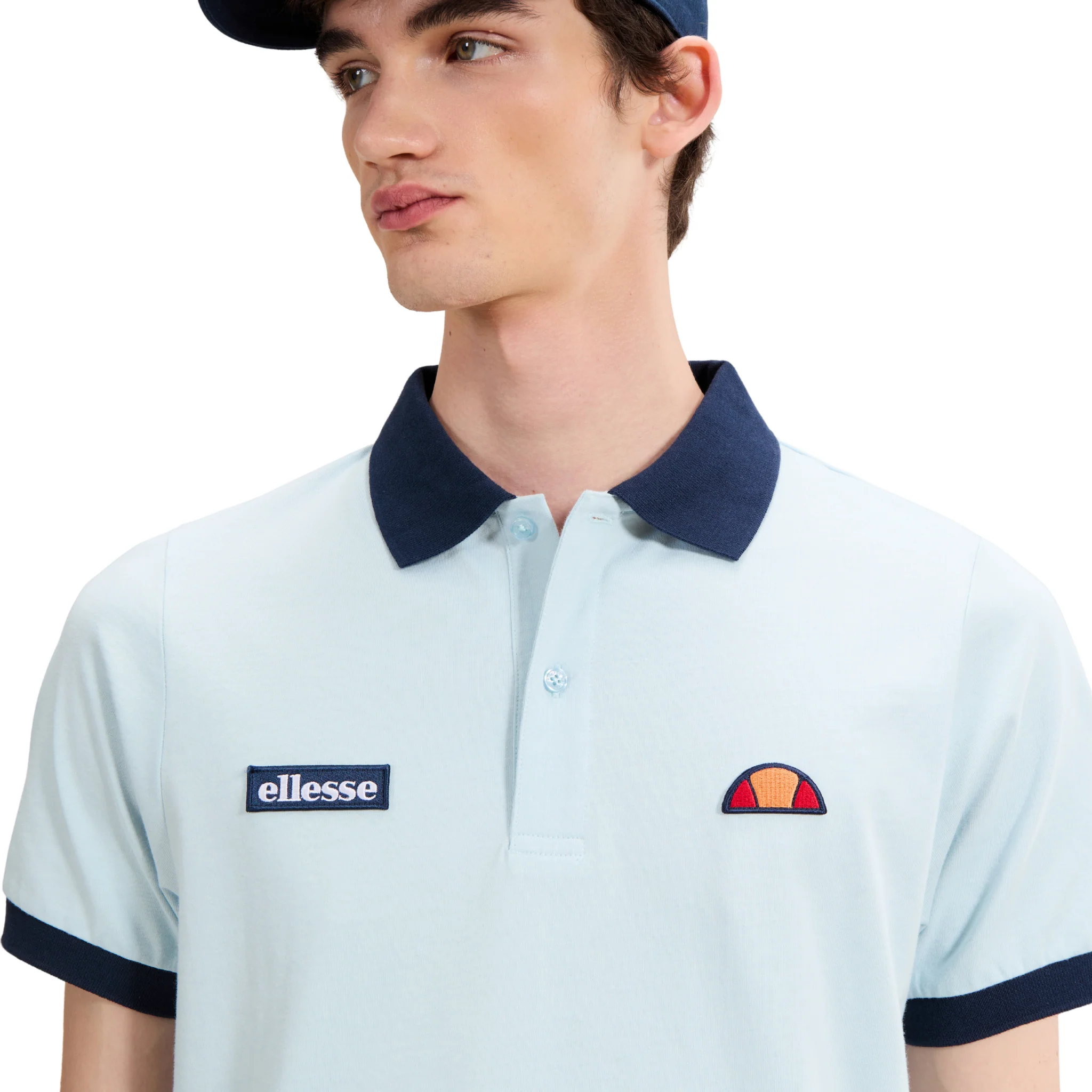 Mens Ellesse Light Blue/Navy Lessepsia S/s Polo Shirt - Image 2