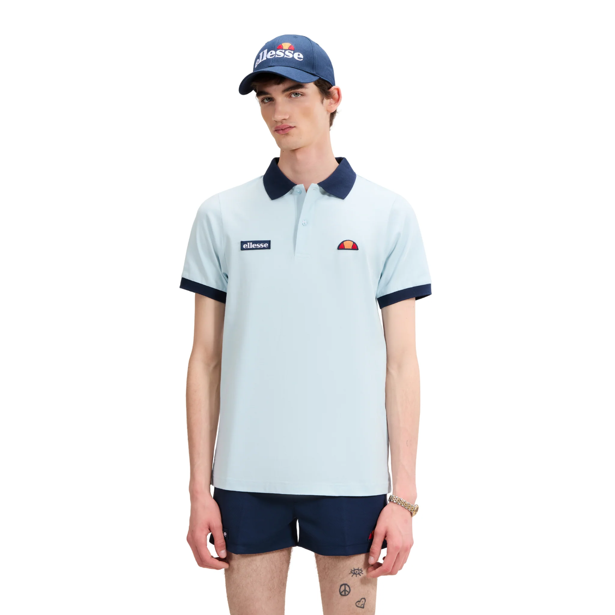 Mens Ellesse Light Blue/Navy Lessepsia S/s Polo Shirt - Image 3