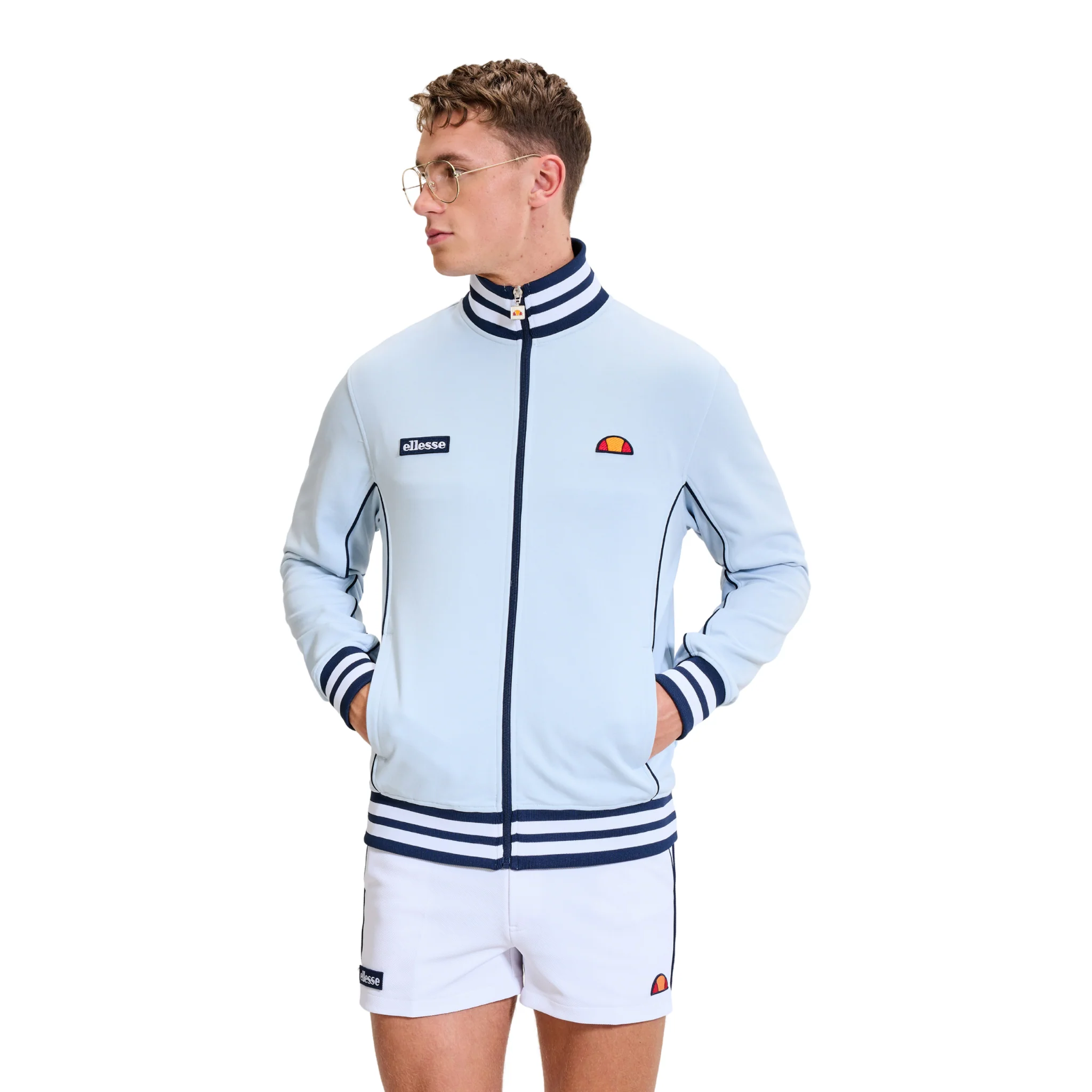 Mens Ellesse Light Blue/Navy Milan Track Jacket - Image 2