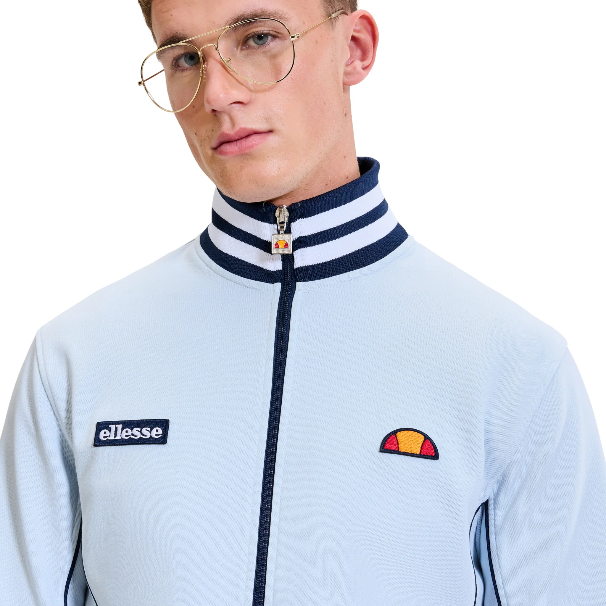 Mens Ellesse Light Blue/Navy Milan Track Jacket - Image 4