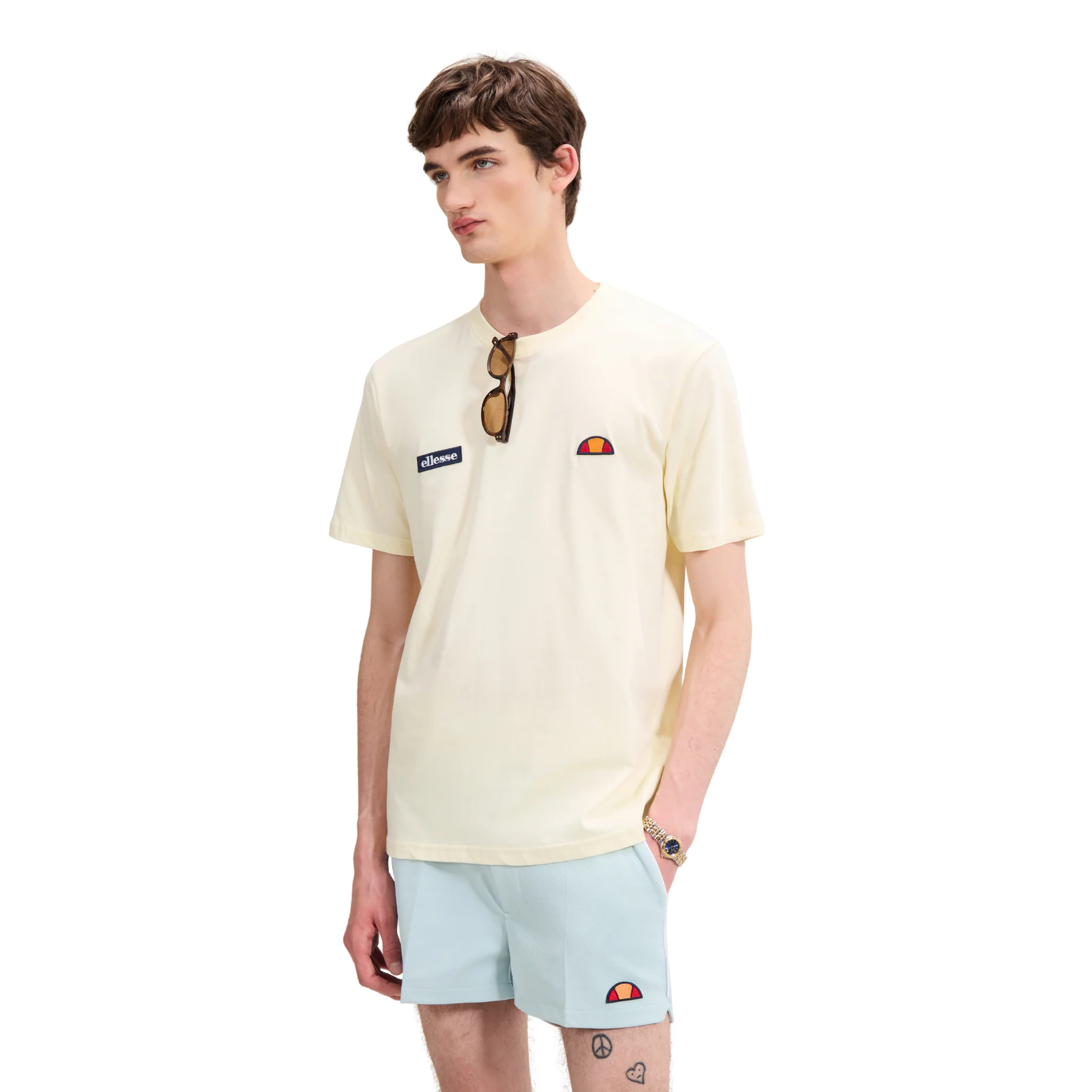 Mens Ellesse Light Yellow Floran S/s T Shirt - Image 3