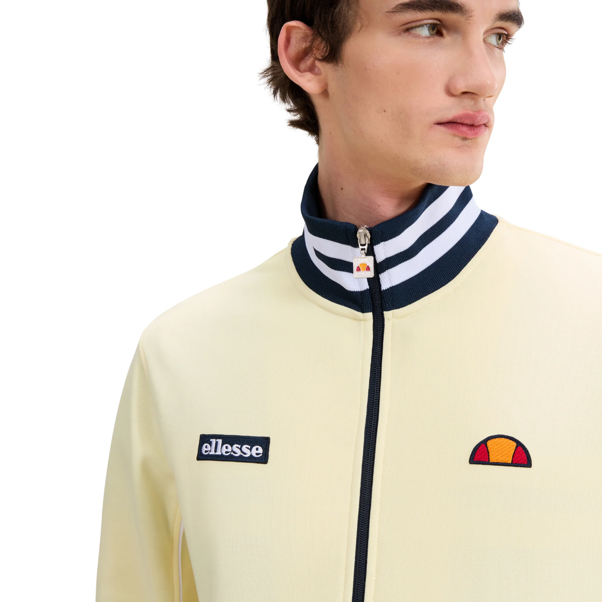 Mens Ellesse Light Yellow/Navy Milan Track Jacket - Image 2