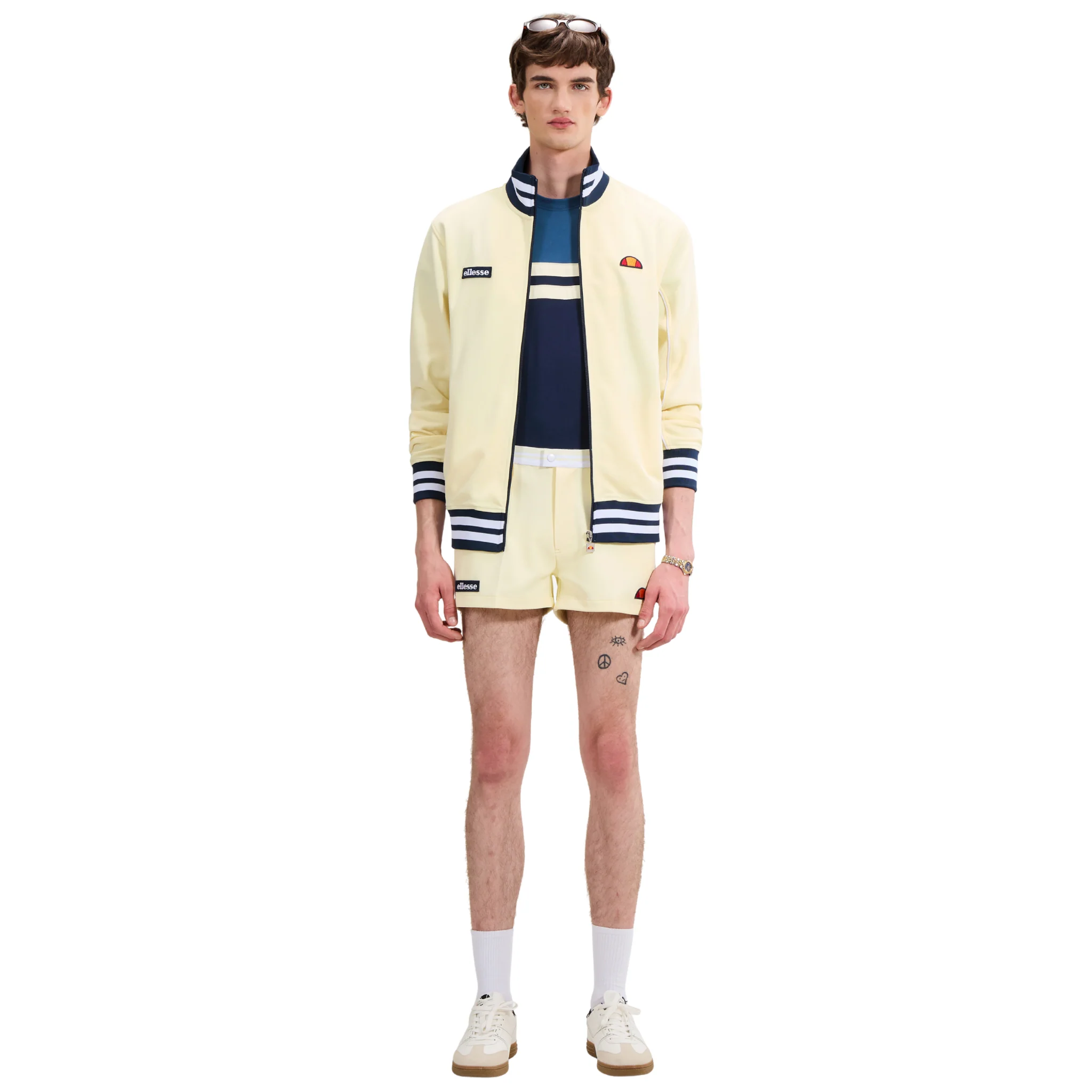 Mens Ellesse Light Yellow/Navy Milan Track Jacket - Image 5