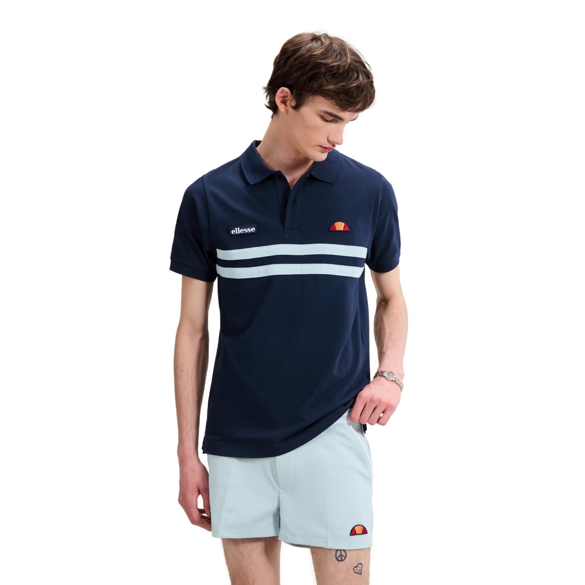 Mens Ellesse Navy/Light Blue Muccia S/s Polo Shirt - Image 2