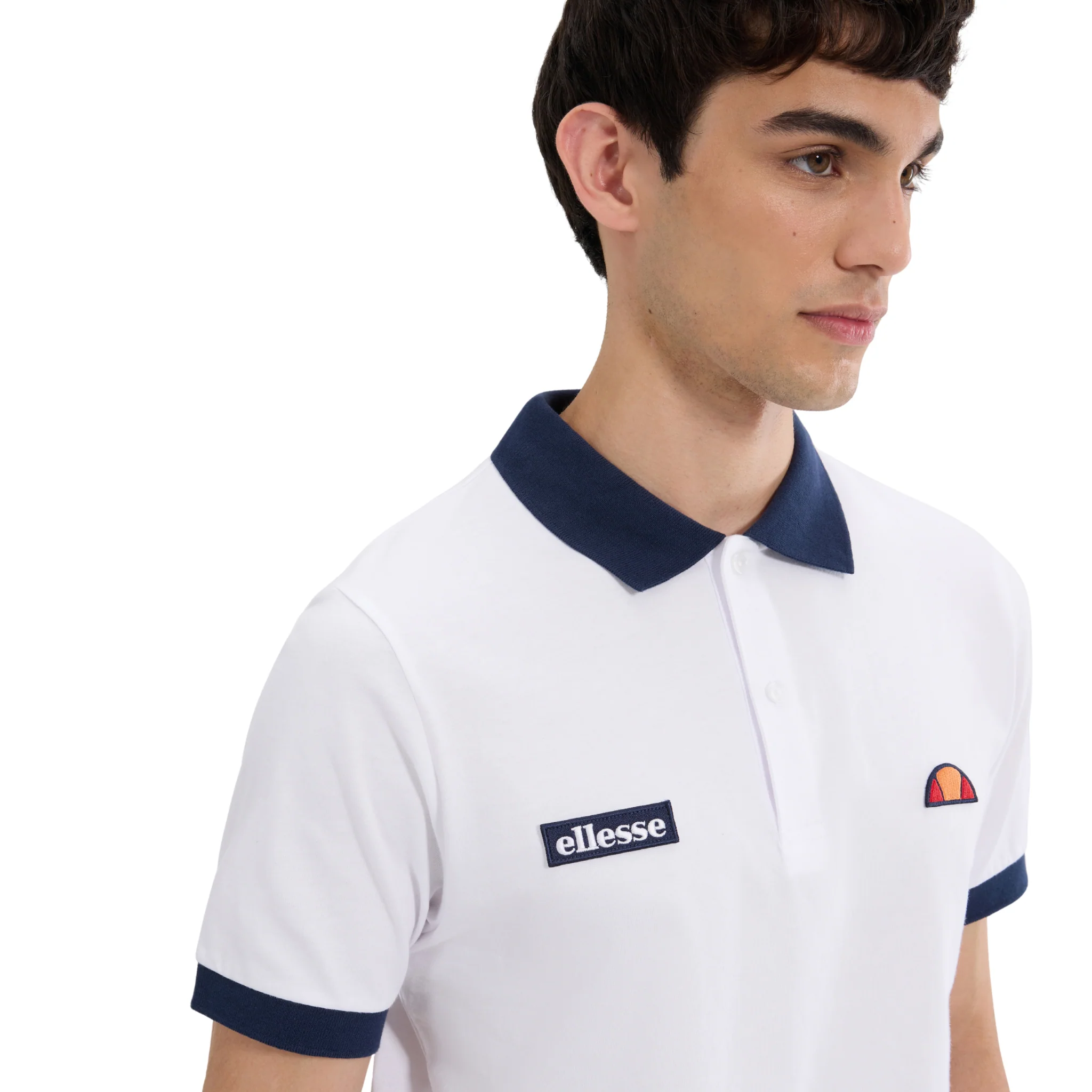 Mens Ellesse White/Navy Lessepsia S/s Polo Shirt - Image 2
