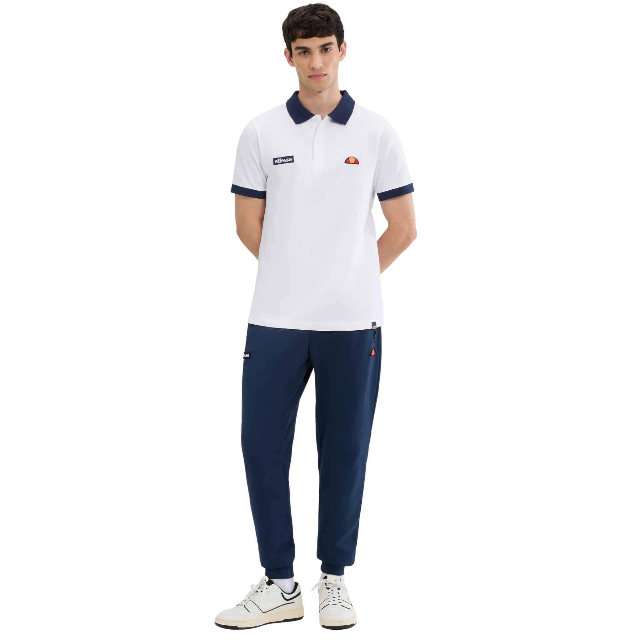 Mens Ellesse White/Navy Lessepsia S/s Polo Shirt - Image 4