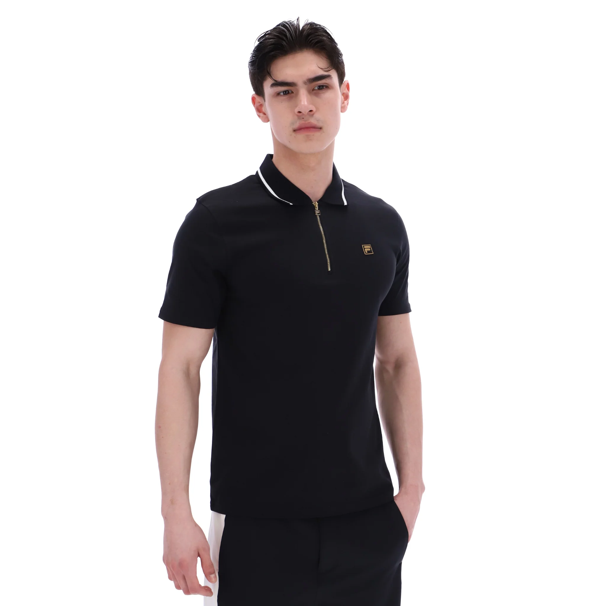 Mens Fila Black Lemar 2 Premium S/s Polo Shirt - Image 2