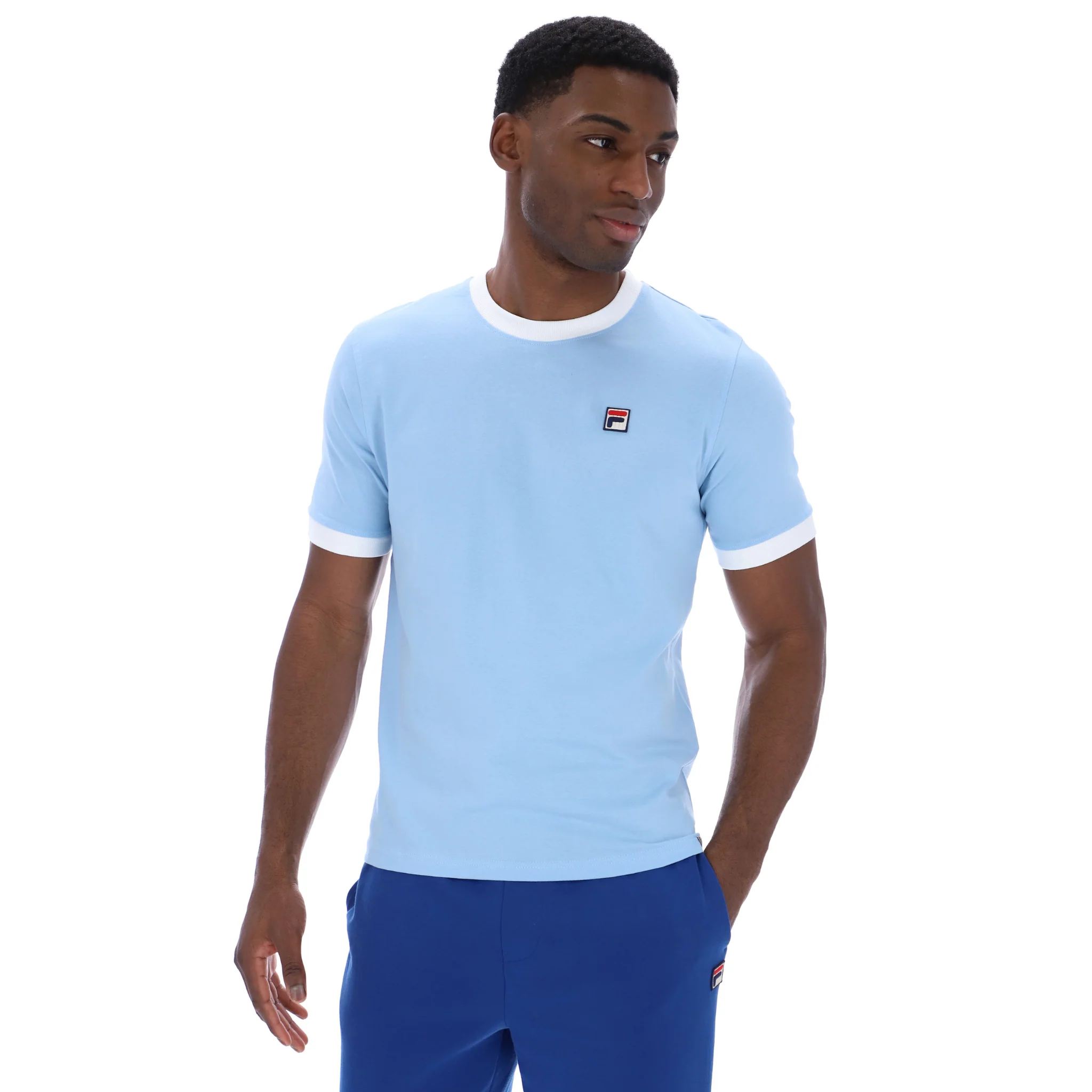 Mens Fila Frozen Fjord/White Marconi Essential Ringer S/s T Shirt - Image 2