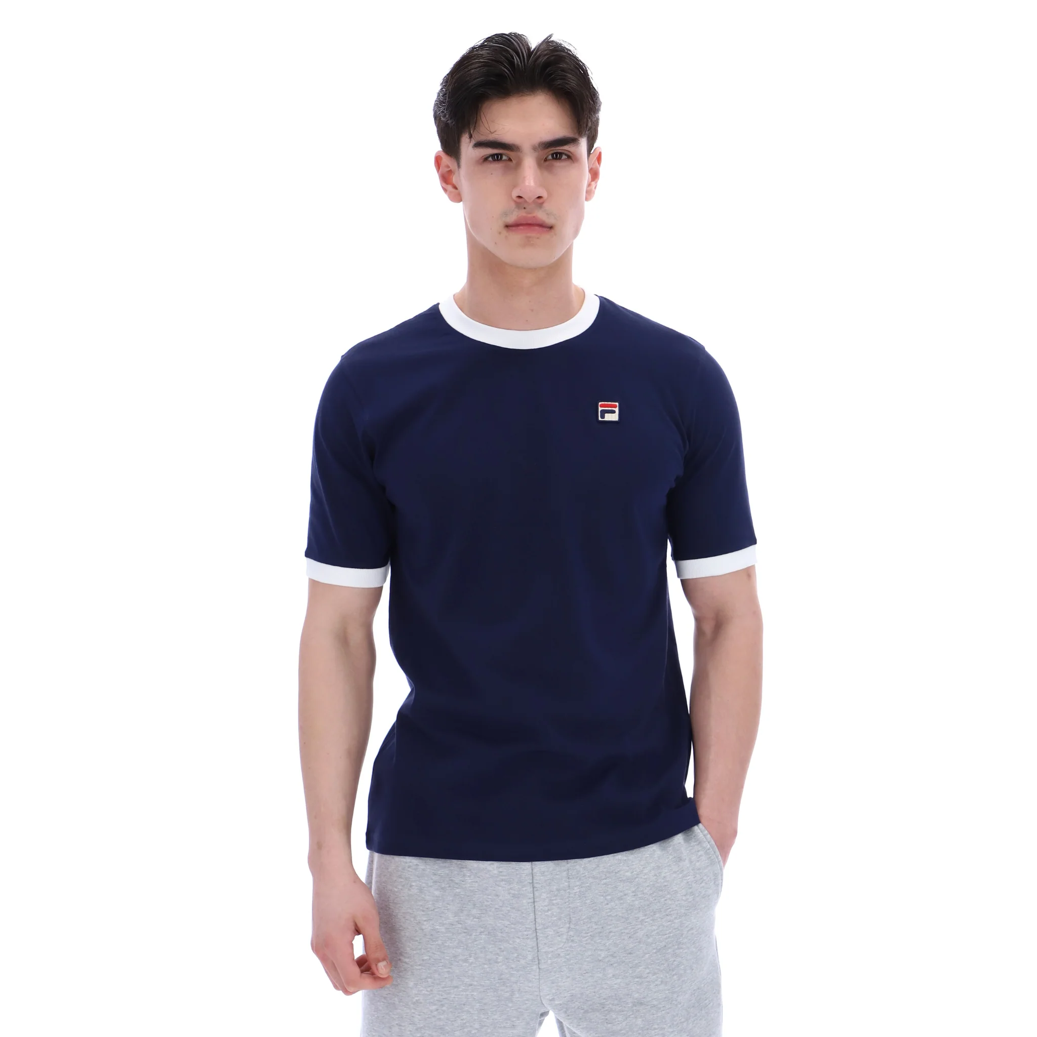 Mens Fila Navy/White Marconi Essential Ringer S/s T Shirt - Image 2