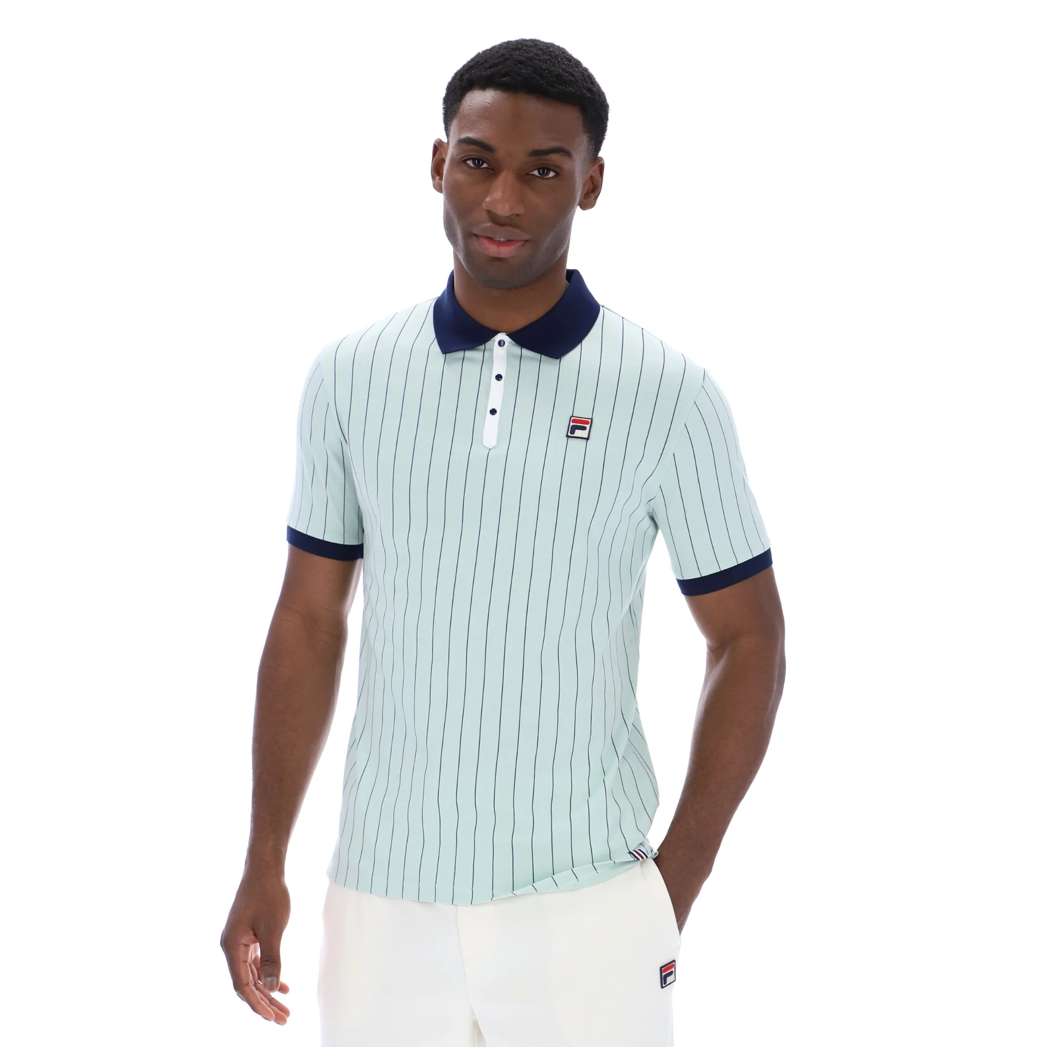 Mens Fila Surf Spray/Navy/White BB1 Vintage Striped S/s Polo Shirt - Image 2