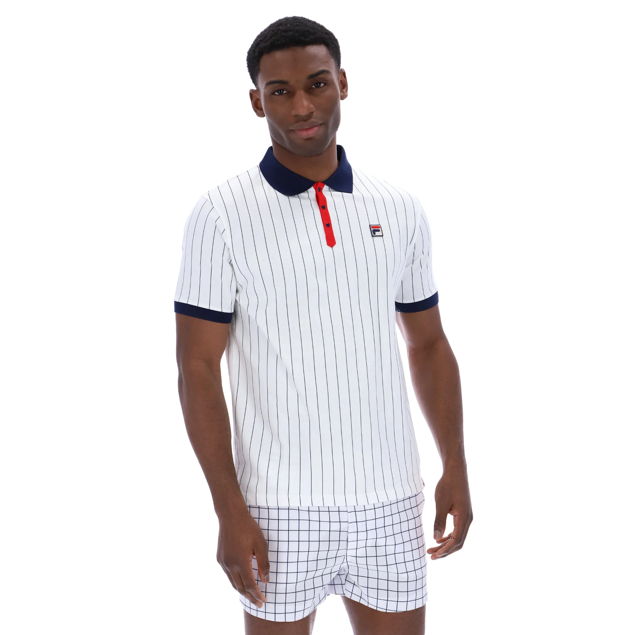 Mens Fila White/Navy/Red BB1 Vintage Striped S/s Polo Shirt - Image 2