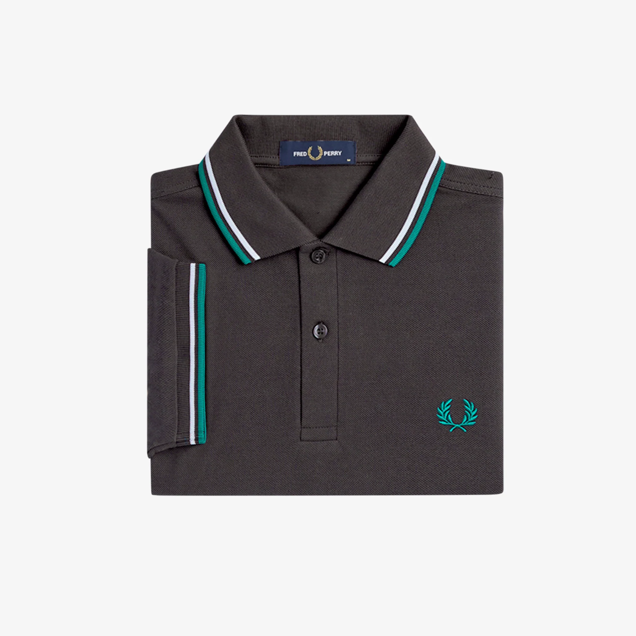 Mens Fred Perry Anchor Grey/Light Ice/Green Twin Tipped S/s Polo - Image 6