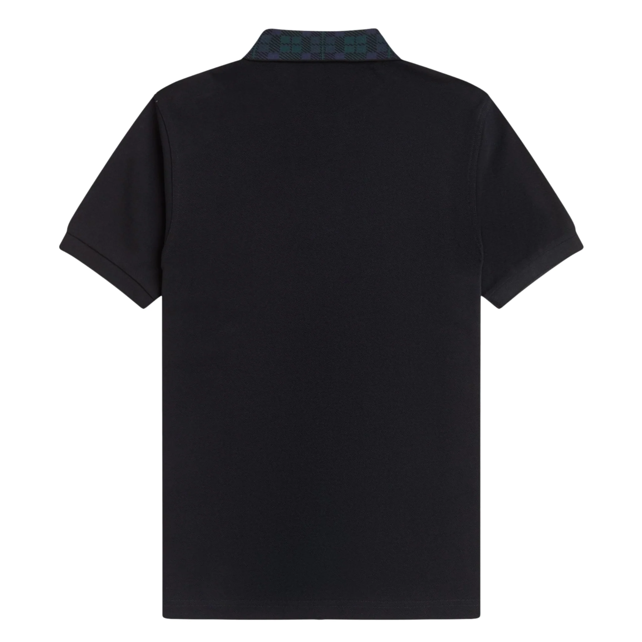 Mens Fred Perry Black Blackwatch Tartan Collar S/s Polo - Image 5