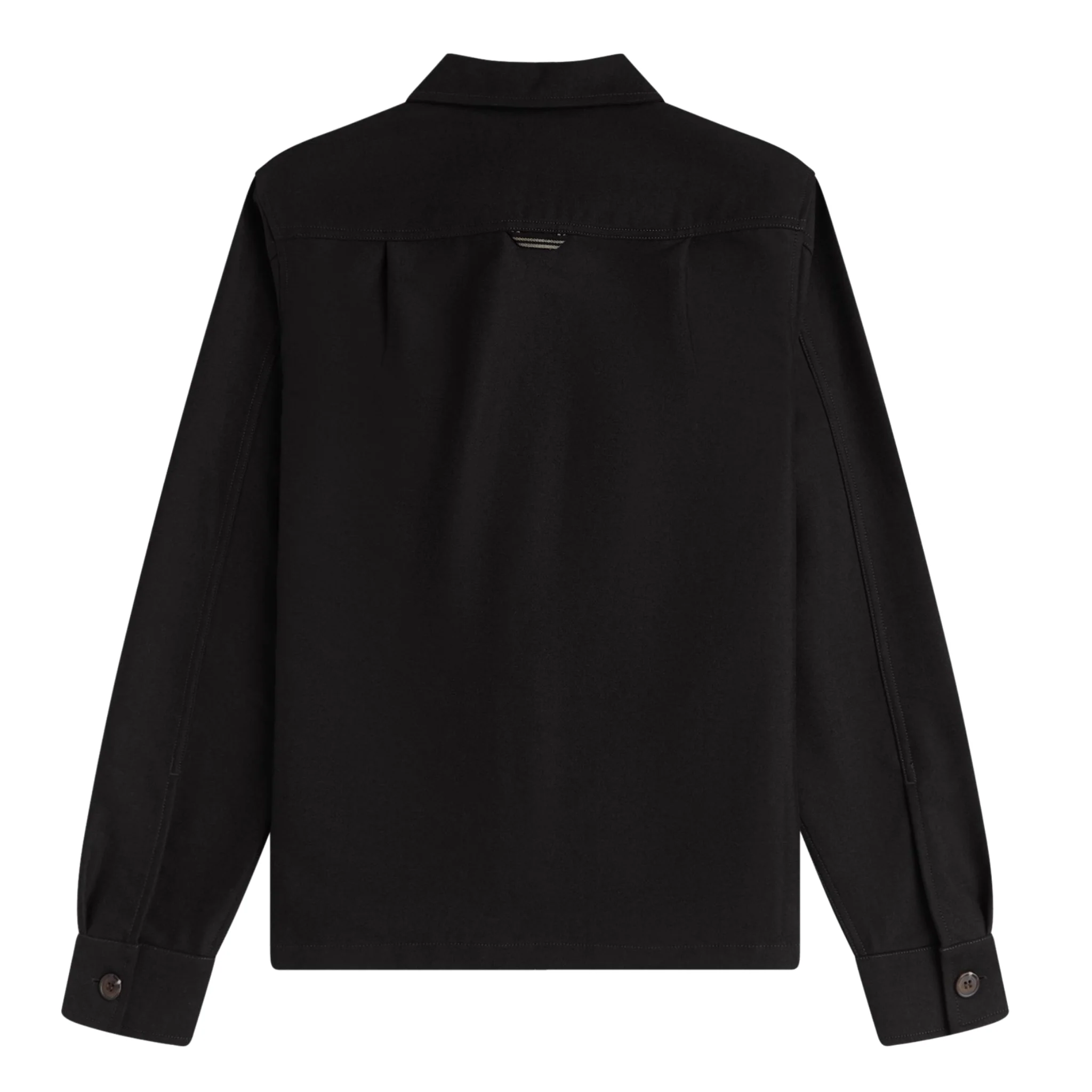 Mens Fred Perry Black Brushed Twill Overshirt - Image 5