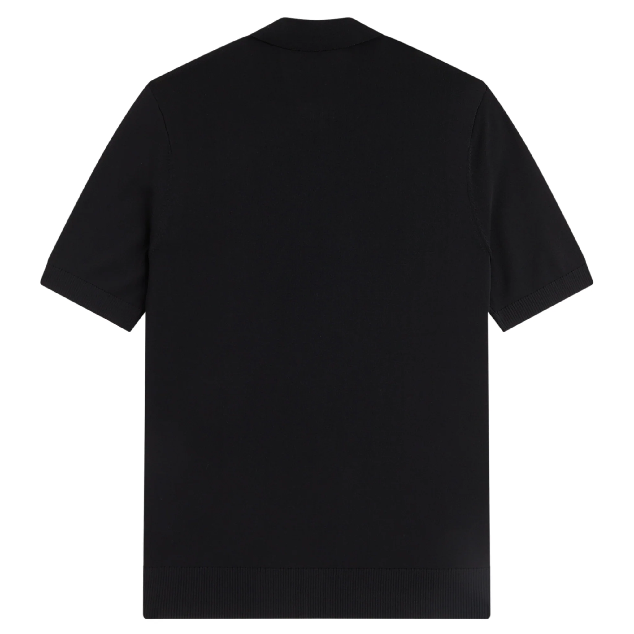Mens Fred Perry Black Cable Knitted S/s Polo Shirt - Image 2