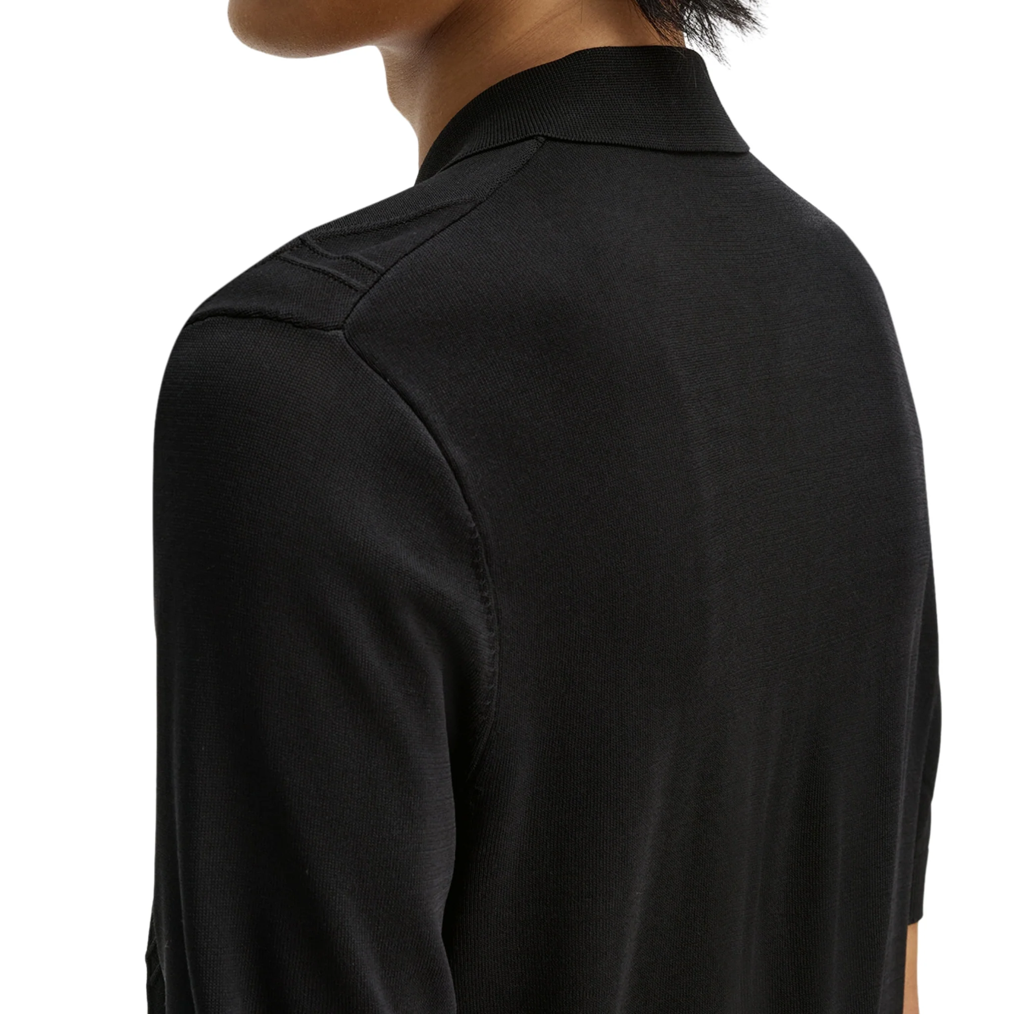 Mens Fred Perry Black Cable Knitted S/s Polo Shirt - Image 5