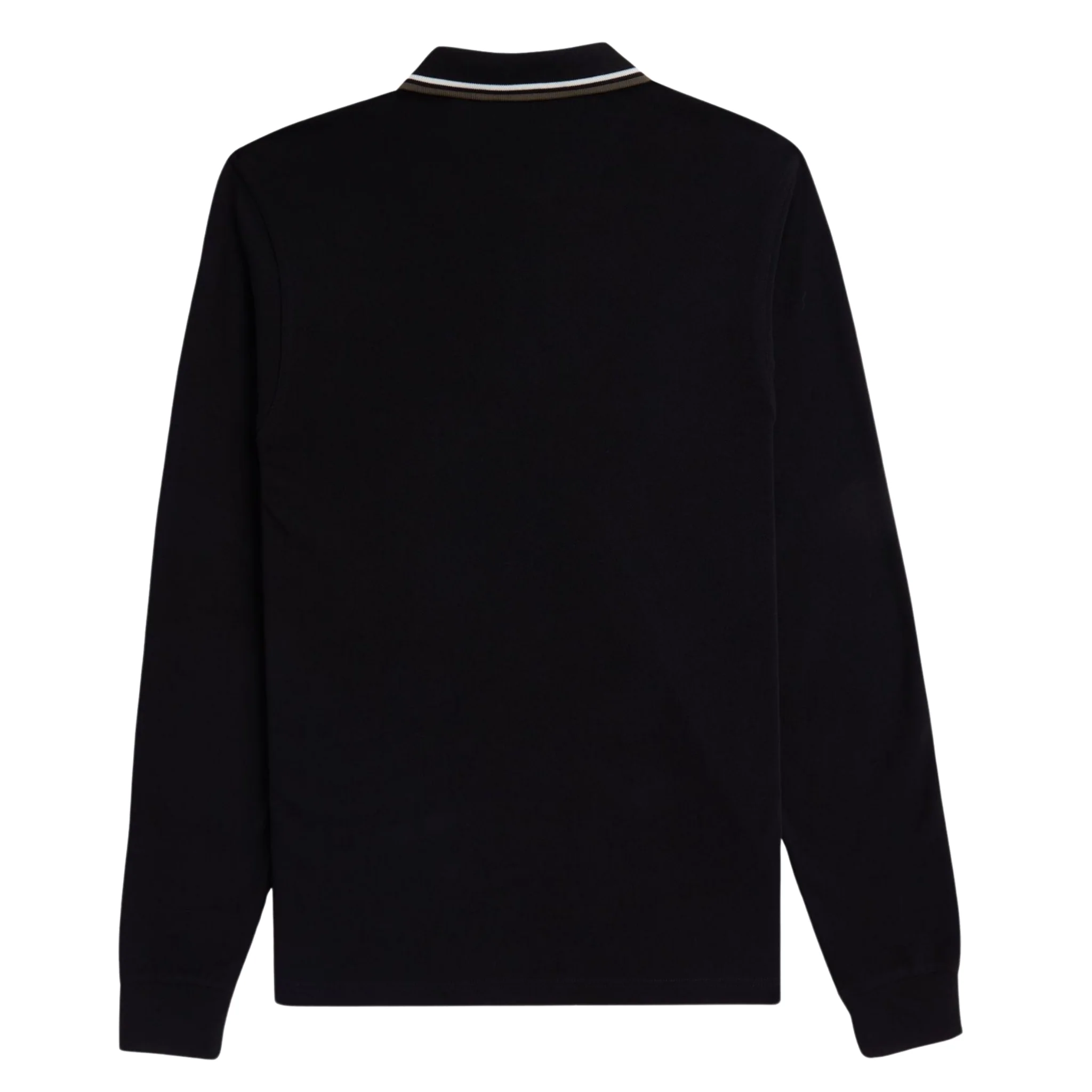 Mens Fred Perry Black/Ecru/Laurel Green Twin Tipped L/s Polo - Image 5