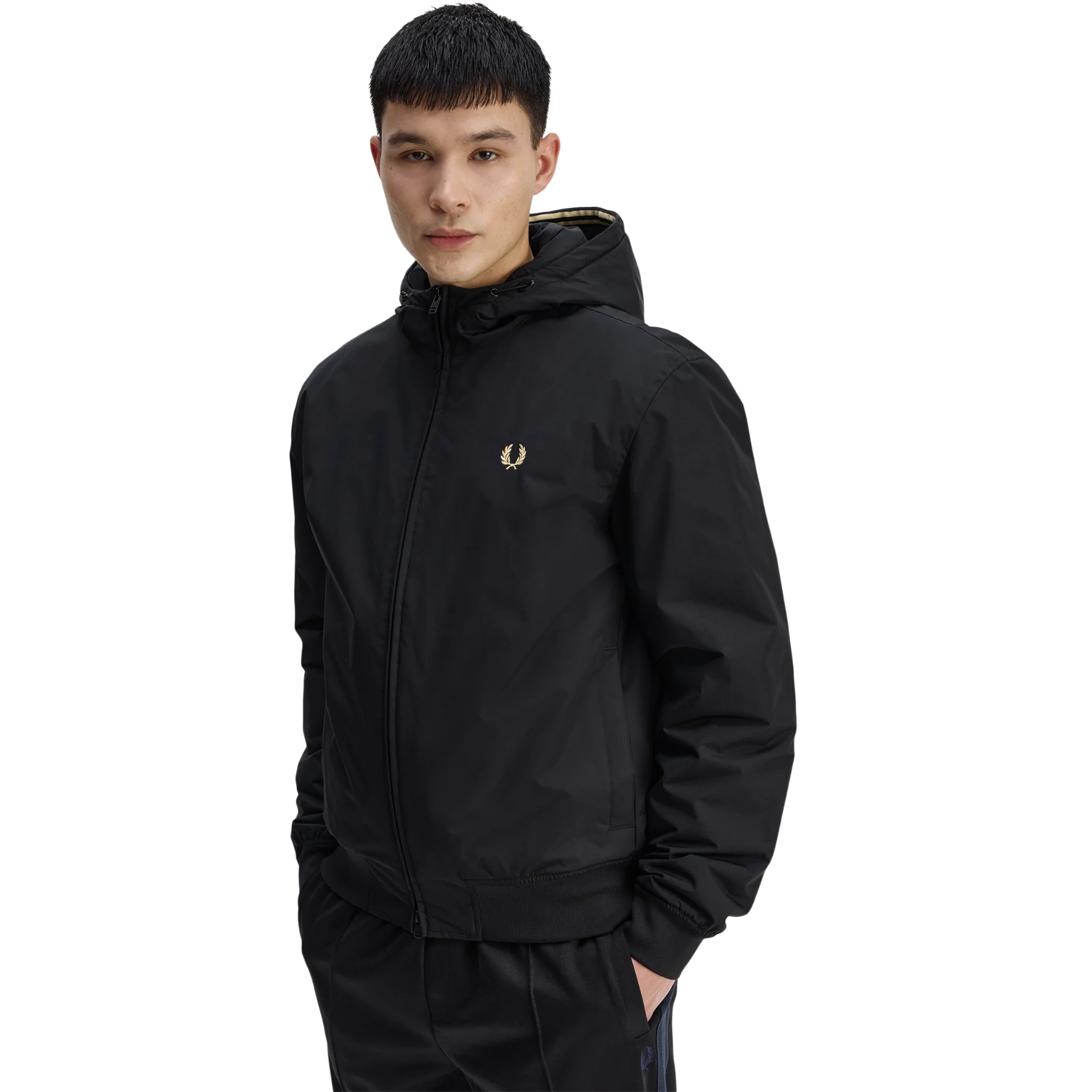 Mens Fred Perry Black Hooded Brentham Jacket - Image 2
