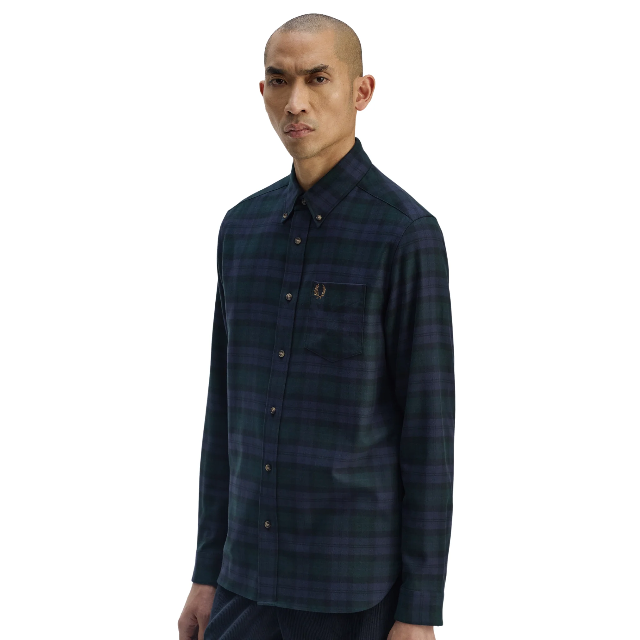 Mens Fred Perry Blackwatch Tartan Brushed Twill L/s Shirt - Image 4