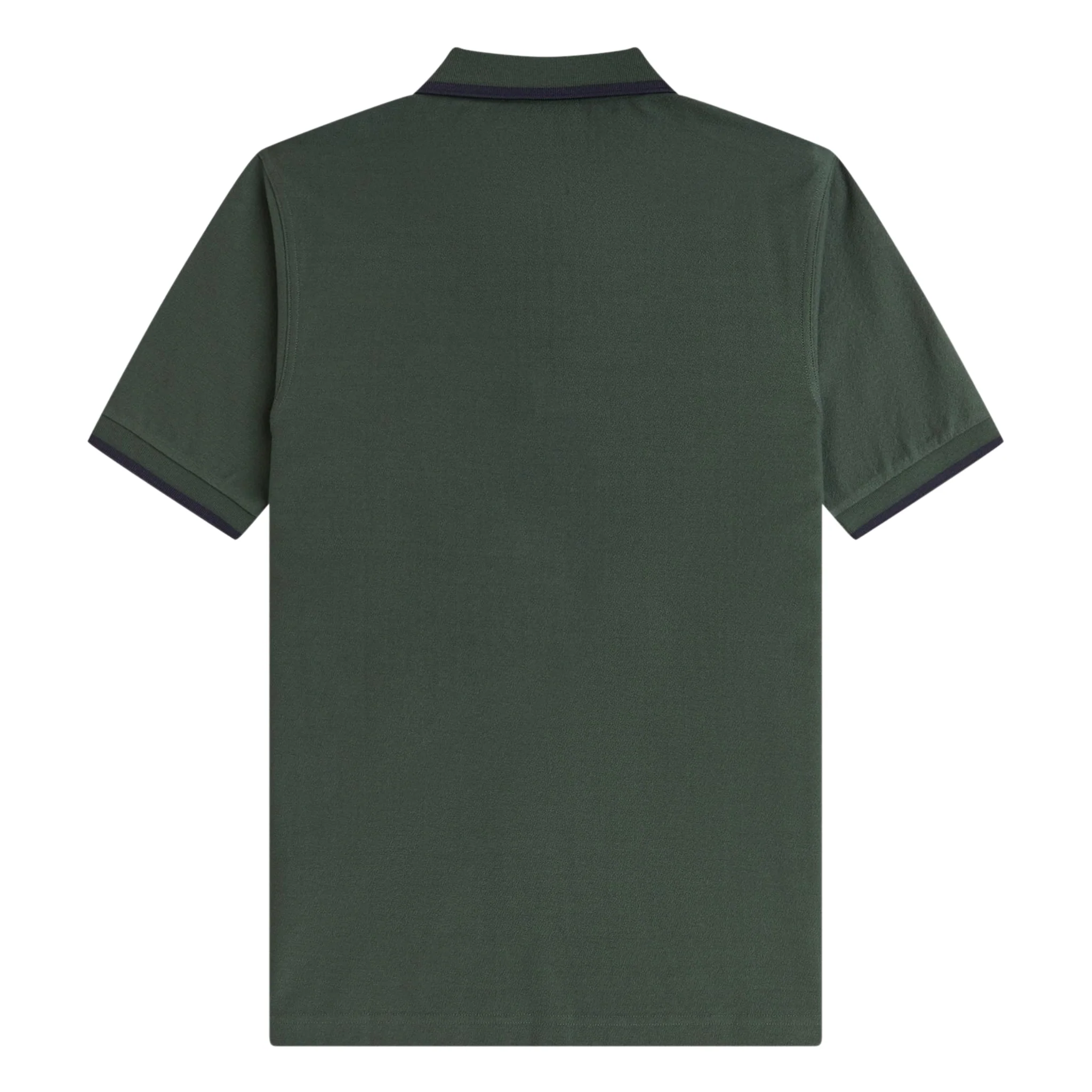 Mens Fred Perry Court Green Crepe Pique Zip Neck S/s Polo - Image 4