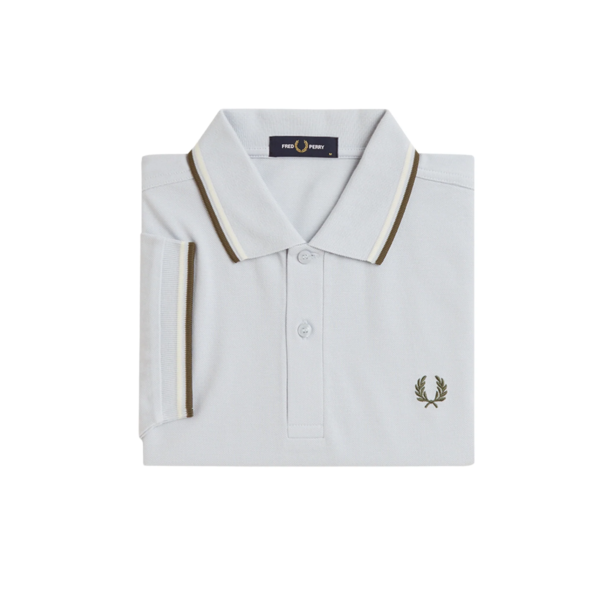 Mens Fred Perry Dusky Blue/Ecru/Laurel Twin Tipped S/s Polo - Image 3