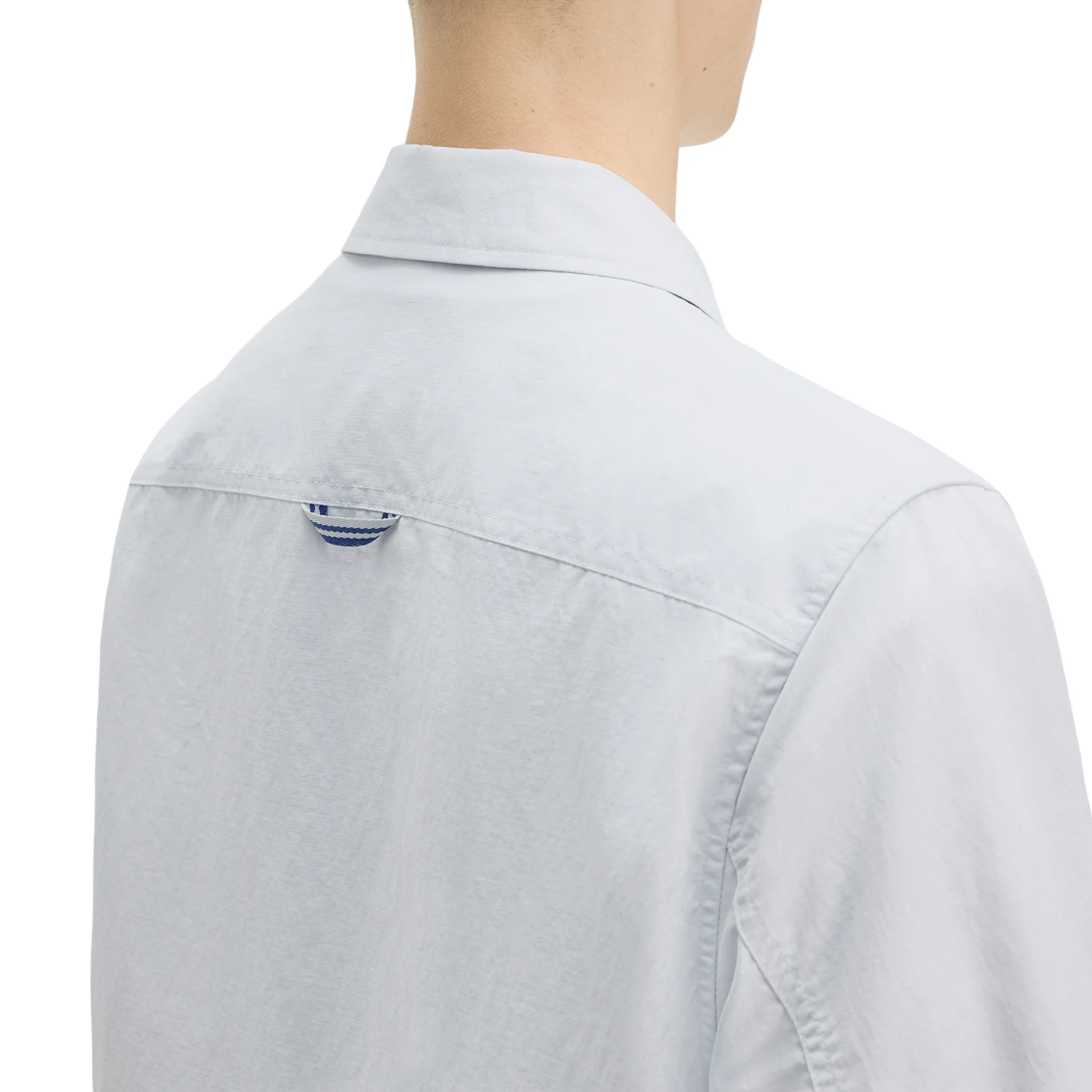 Mens Fred Perry Dusky Blue Ripstop Pocket Overshirt - Image 5