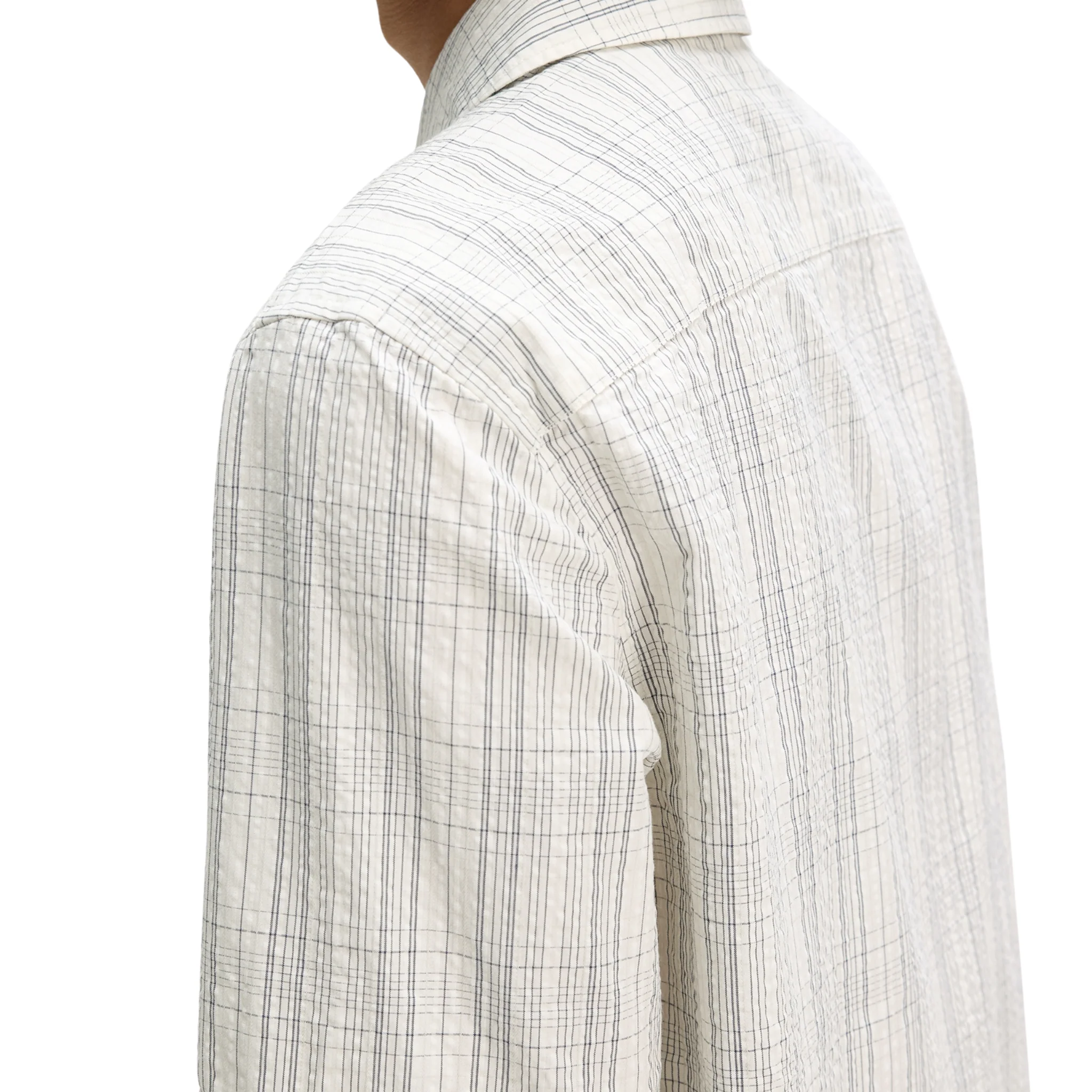 Mens Fred Perry Ecru Seersucker Check S/s Shirt - Image 4
