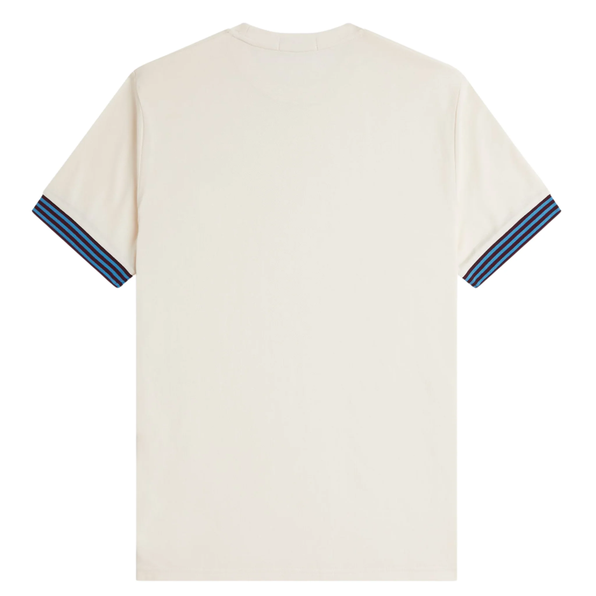 Mens Fred Perry Ecru Striped Cuff S/s T Shirt - Image 2