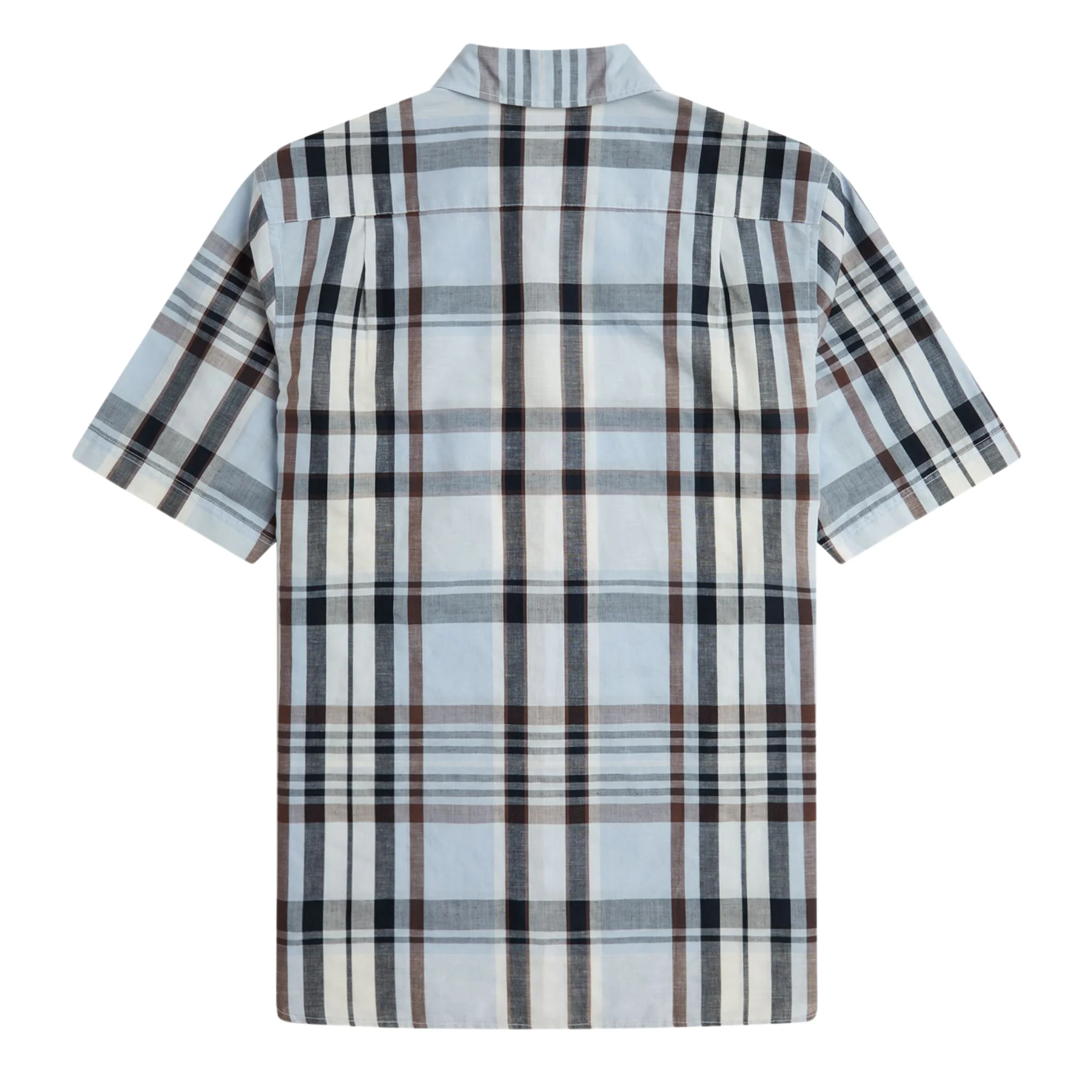 Mens Fred Perry Light Smoke Madras Check S/s Shirt - Image 3