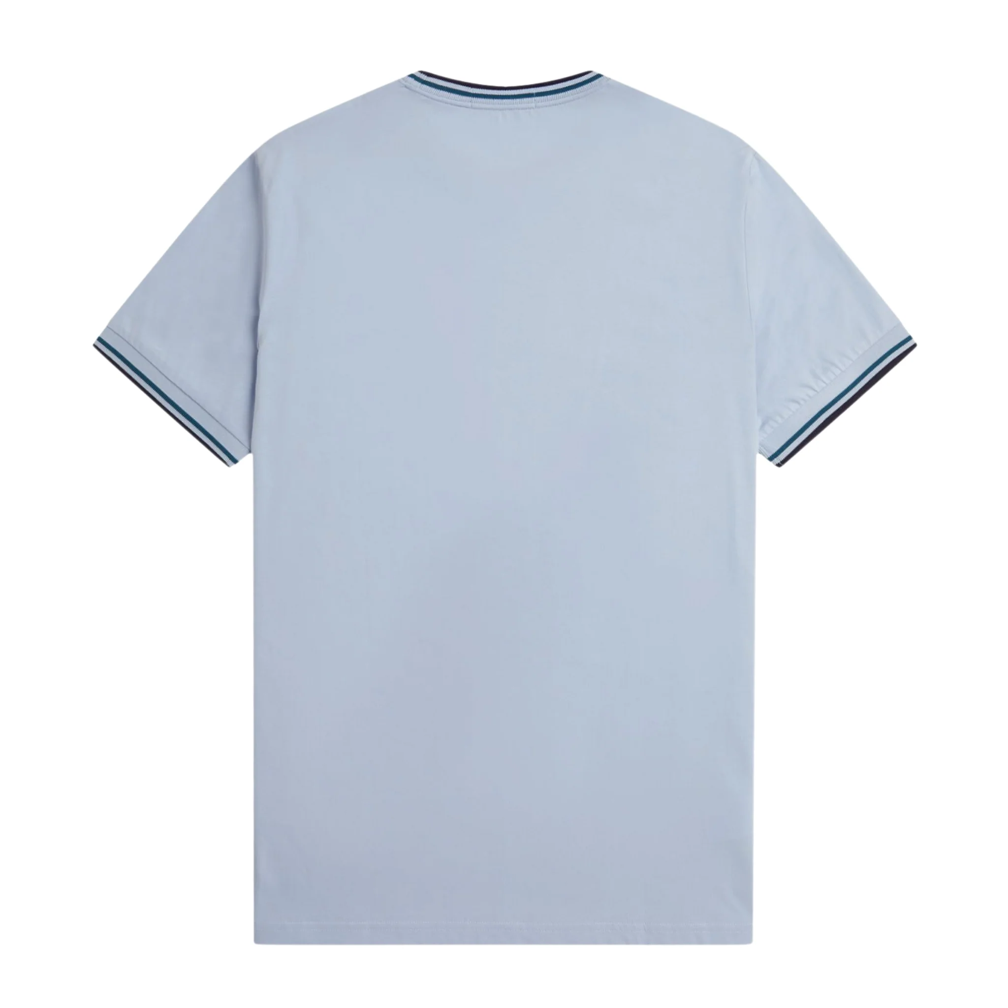 Mens Fred Perry Light Smoke/Petrol Blue/Navy Twin Tipped S/s T Shirt - Image 3