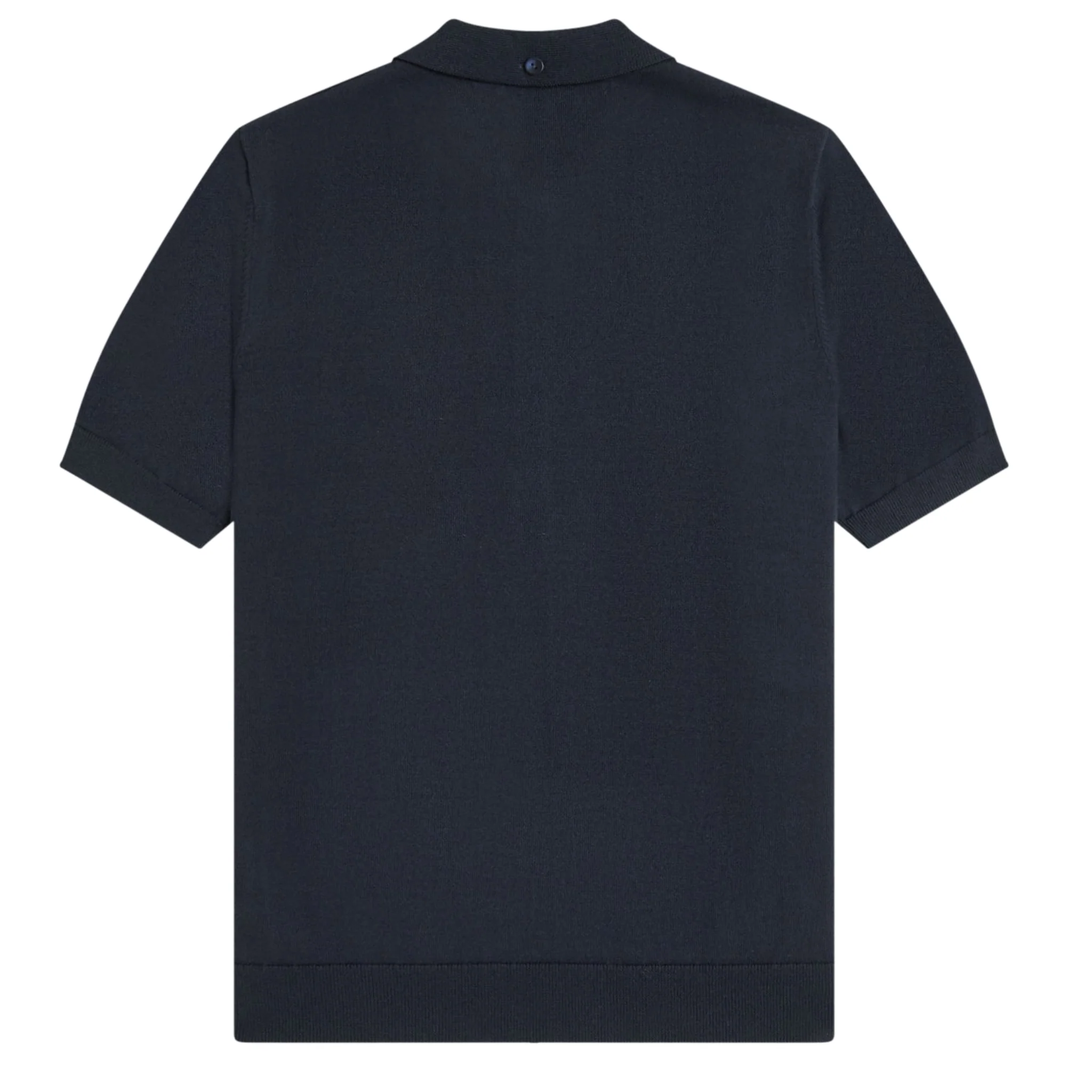 Mens Fred Perry Navy Cable Knitted S/s Polo Shirt - Image 2